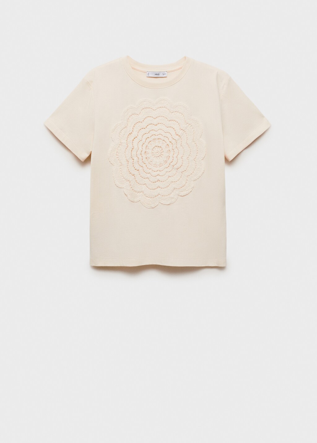 Crochet floral embroidered t-shirt - image 2