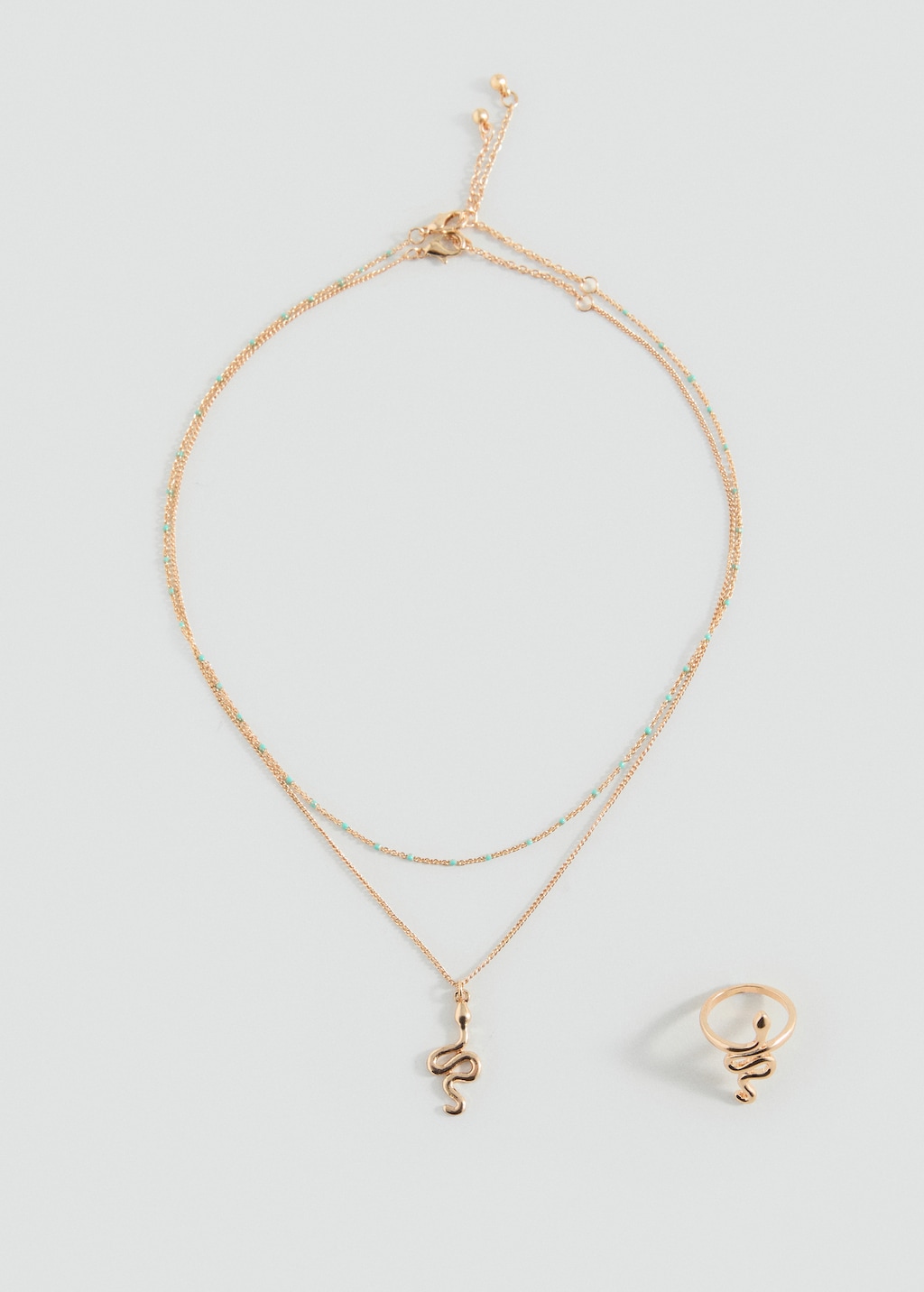 Snake necklace and ring pack