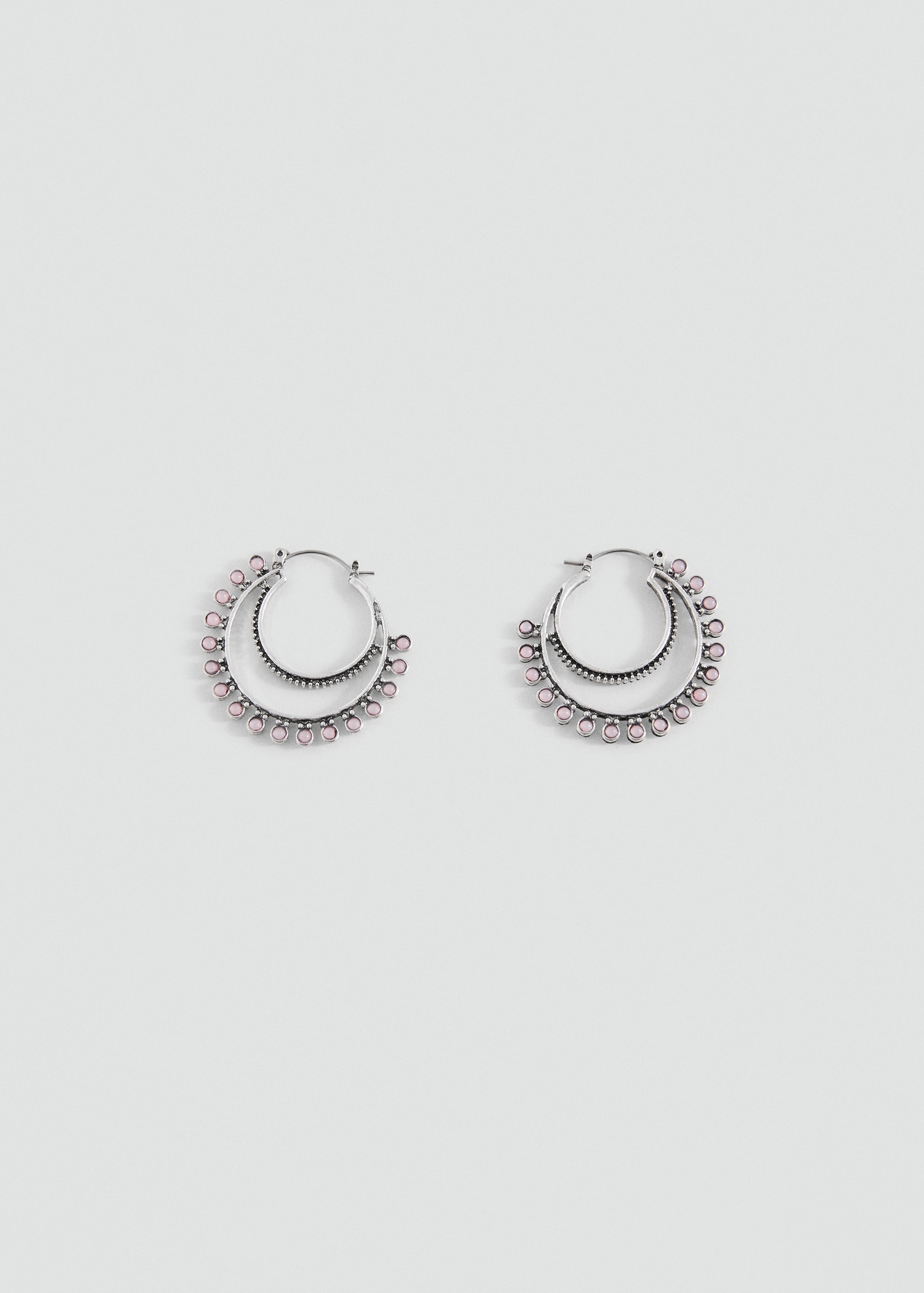 Boucles d'oreilles semi-anneau détail quartz - Article sans modèle