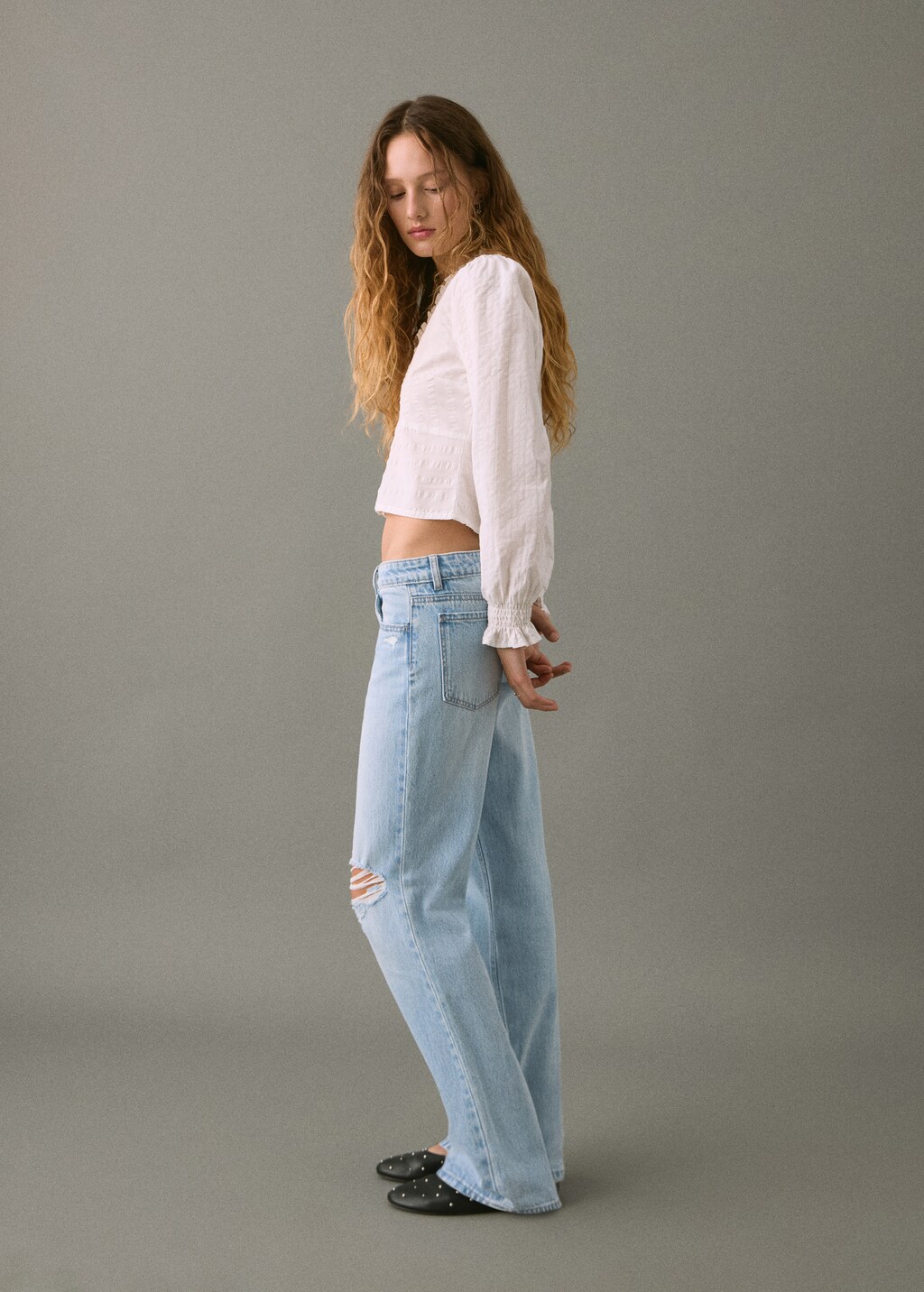 Ripped straight-fit jeans