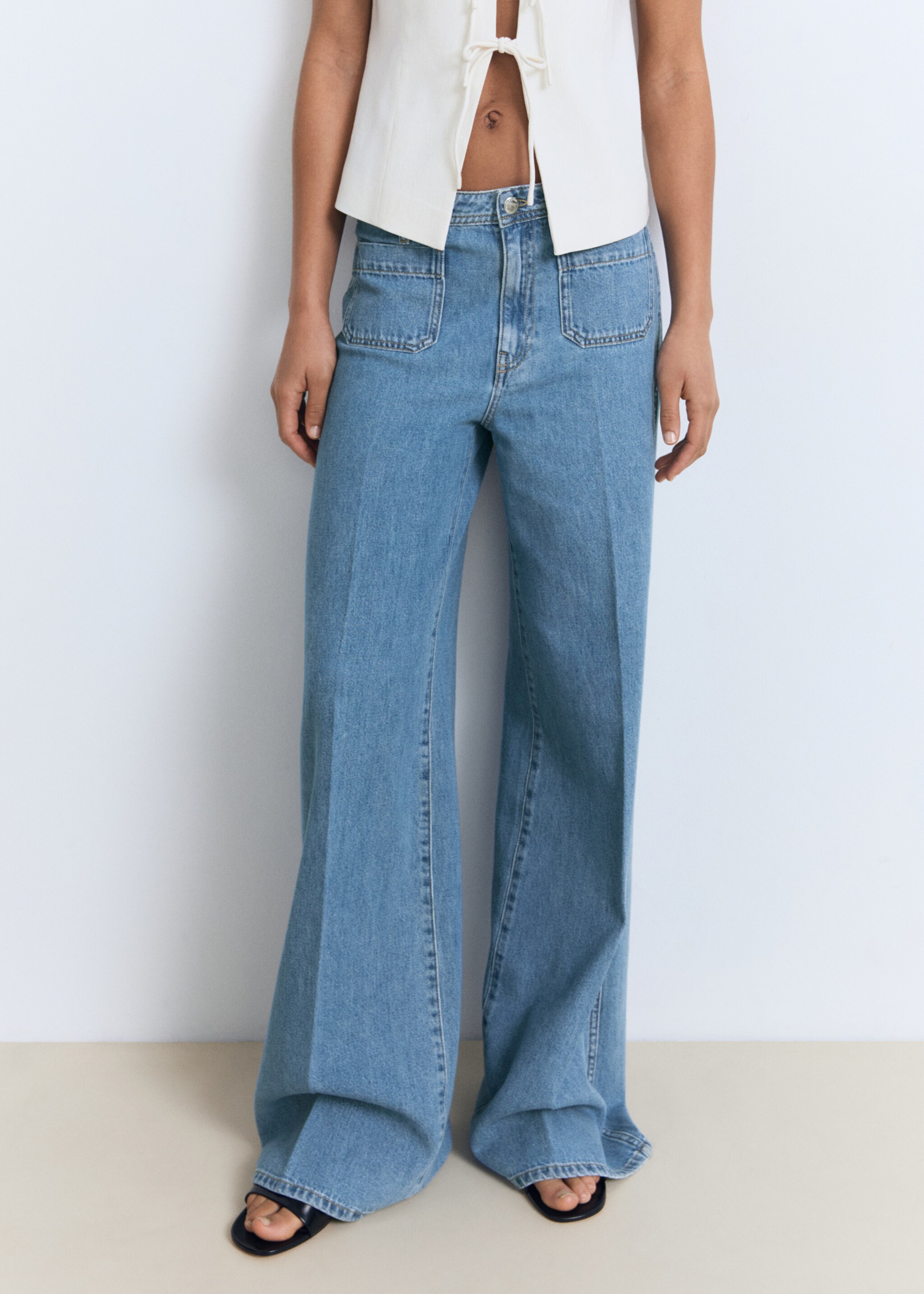 Wide-leg jeans with pockets - Medium plane