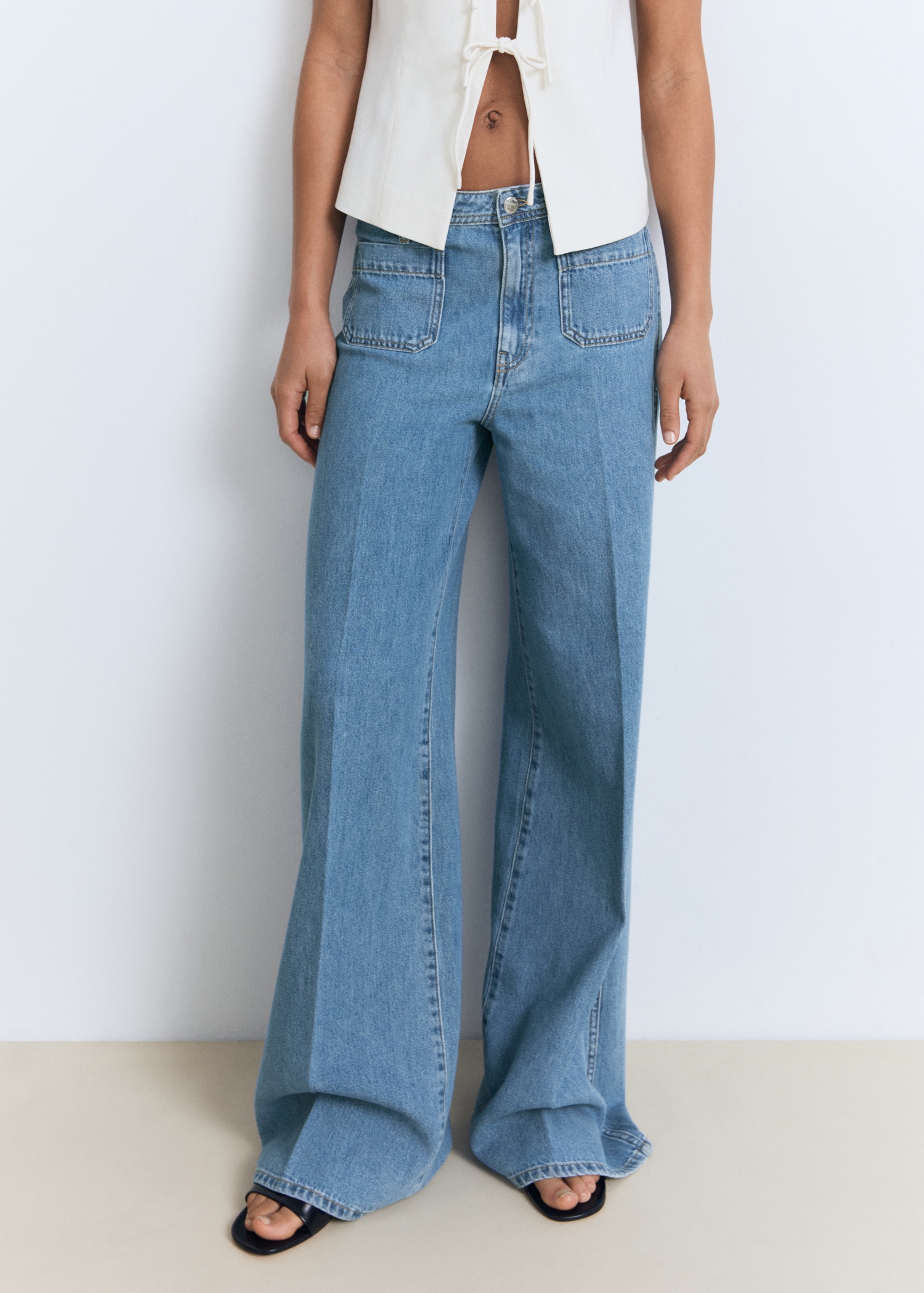 High-rise wide leg jeans with pockets Women MANGO India