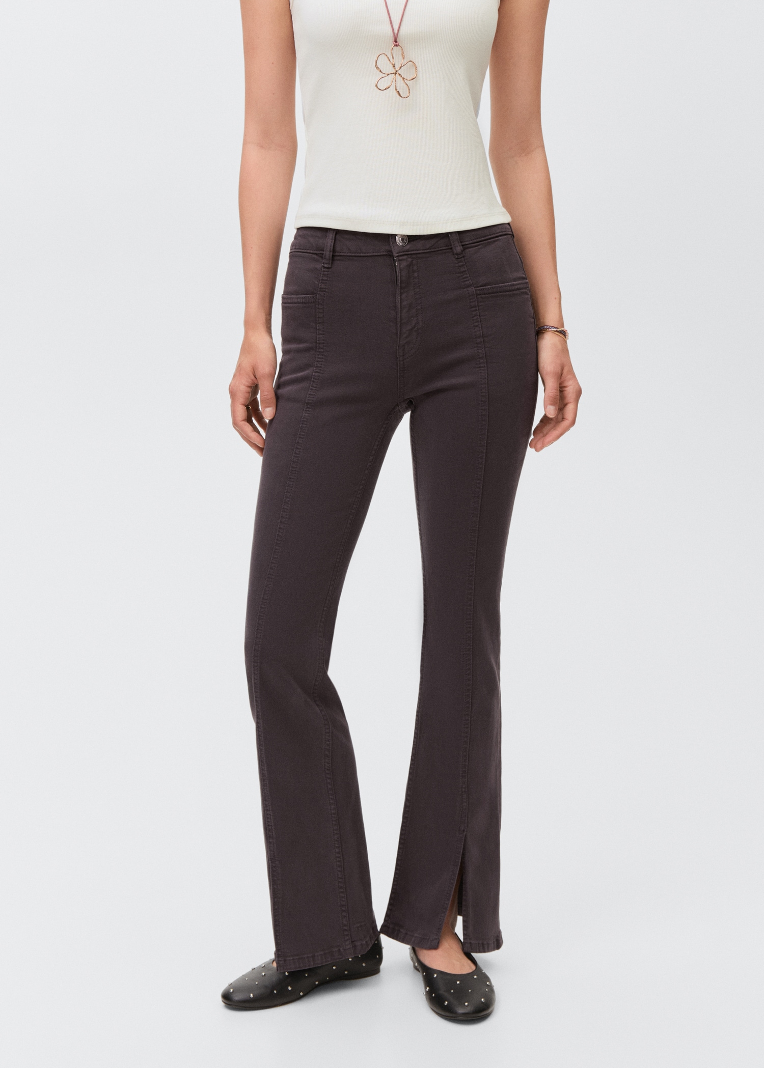 Flared jeans with opening - Medium plane