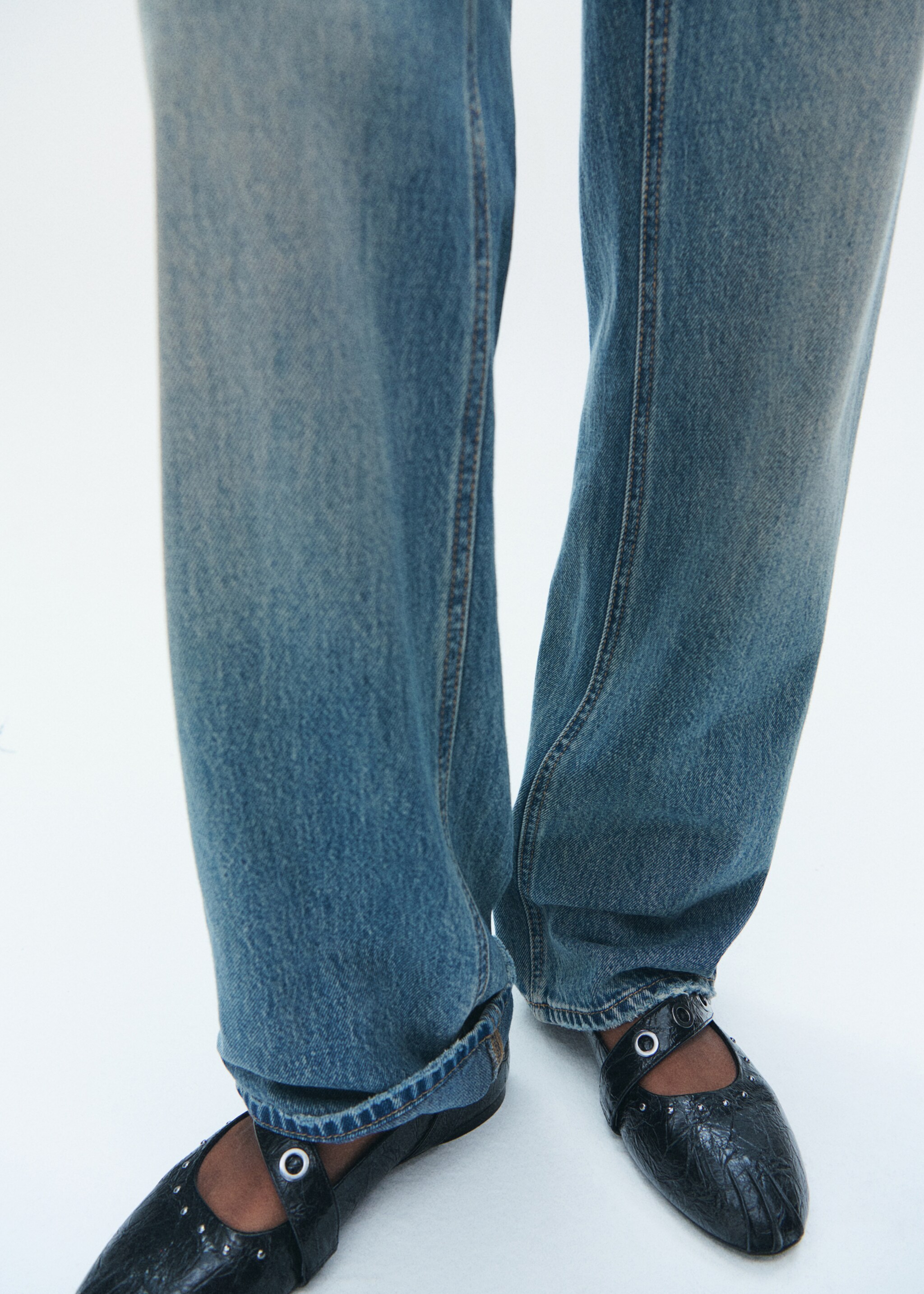 Jean straight fit - Détail de l'article 6, Bleu moyen vintage. Ref: 17001218-00.