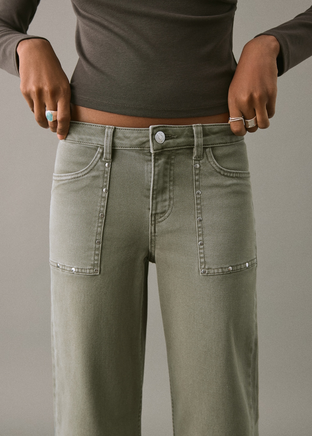 Studded culotte jeans