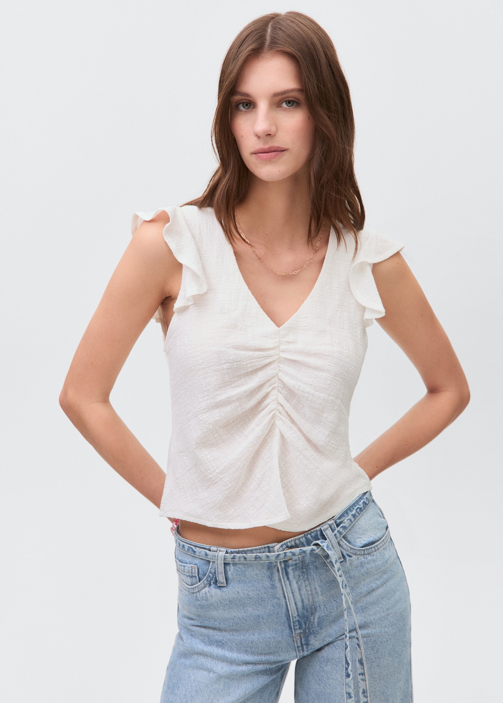 Wide leg jeans with loop