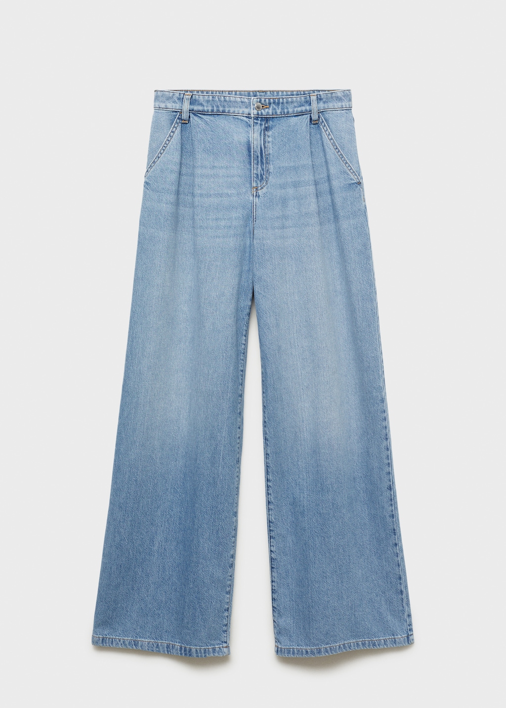 Wide leg pleated jeans - Women | MANGO USA