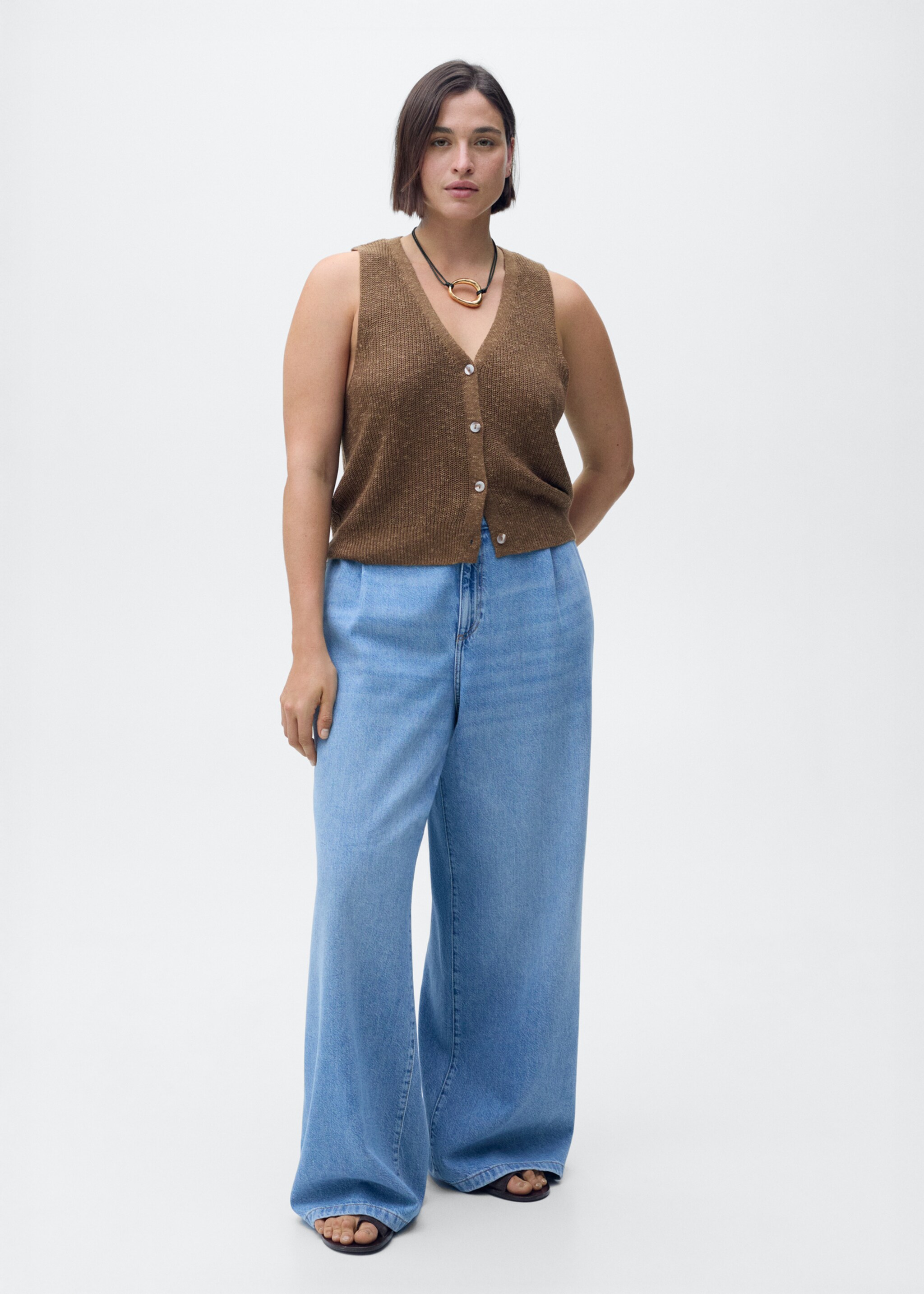 Wideleg pensli jean pantolon - Ürün detayı 3