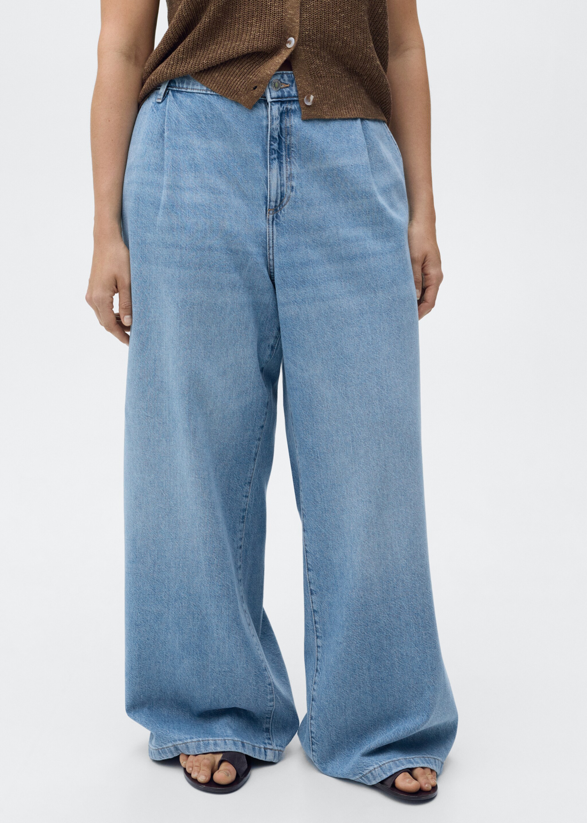 Wideleg pensli jean pantolon - Ürün detayı 5