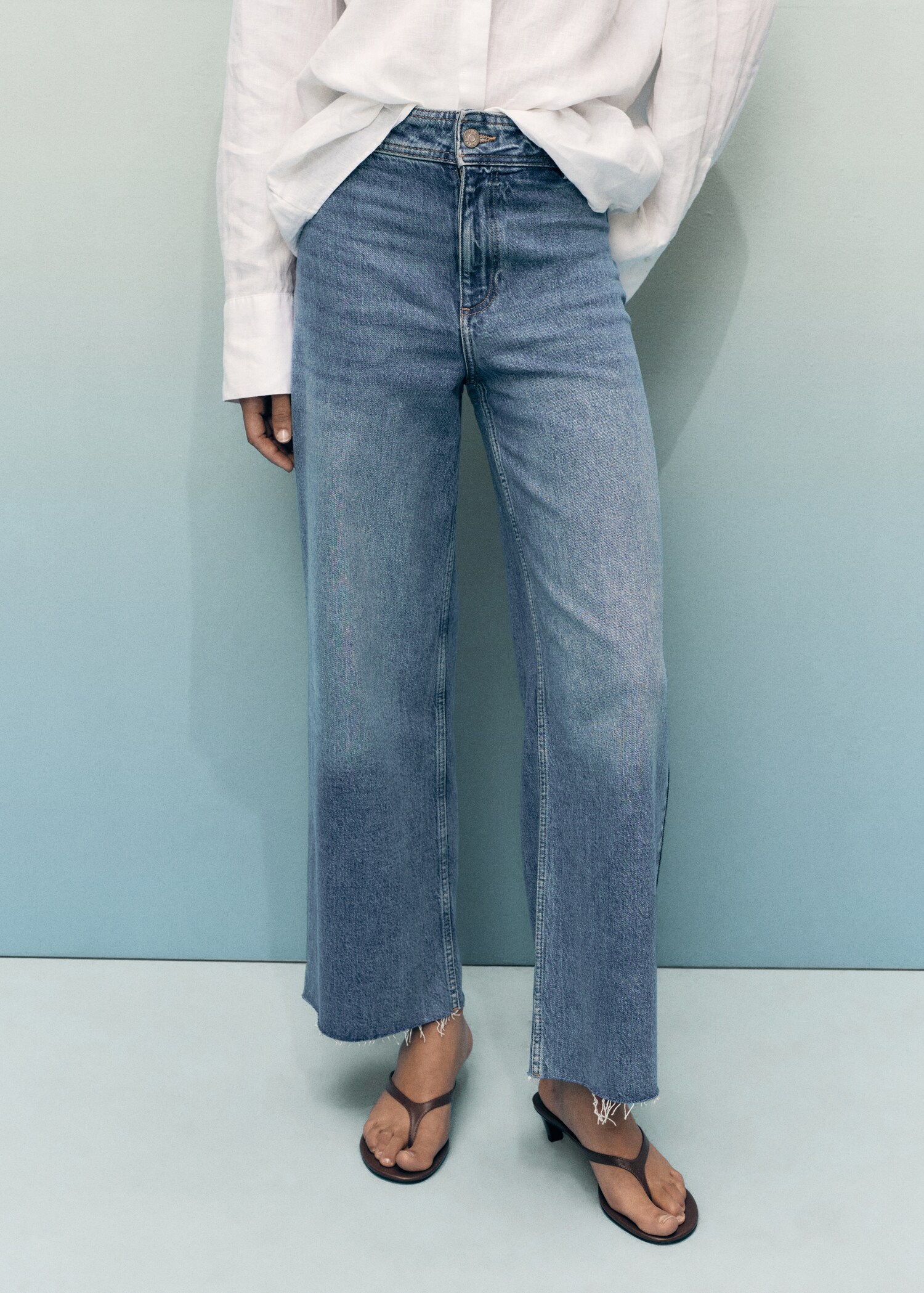 Jeans Catherin culotte tiro alto - Plano medio