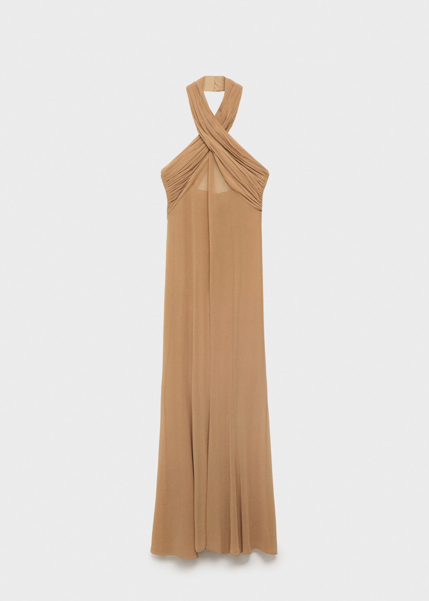 Long semi-transparent dress with crossed neckline - Article without model