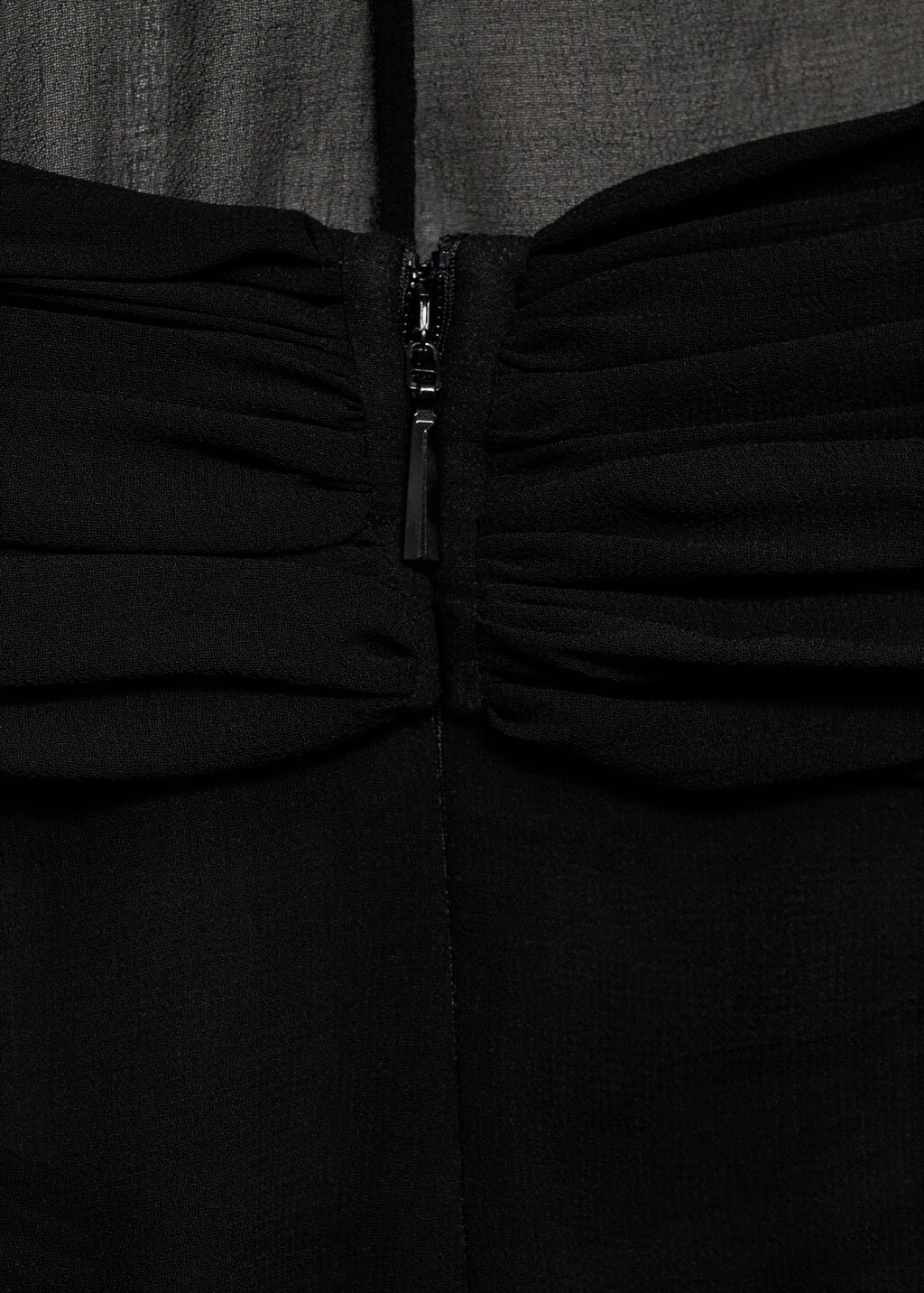 Long semi-transparent dress with crossed neckline