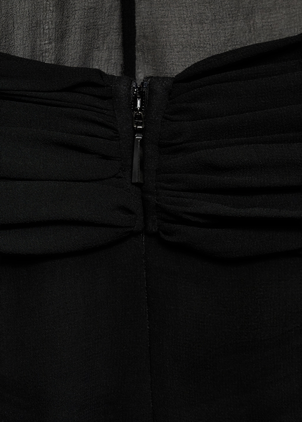 Long semi-transparent dress with crossed neckline