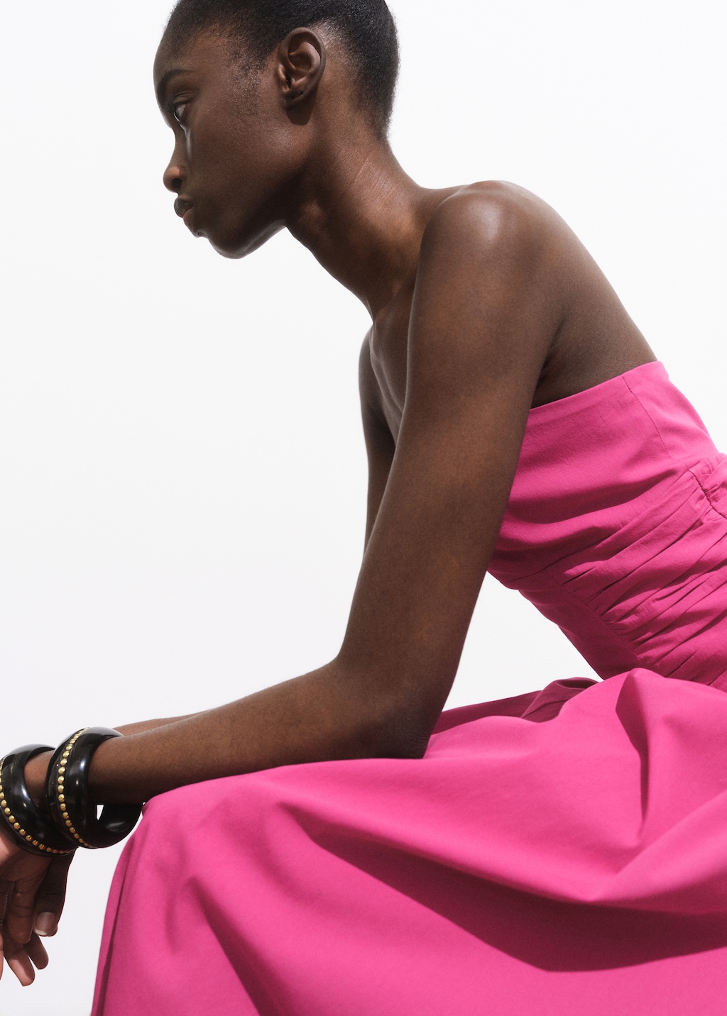 Strapless midi-dress