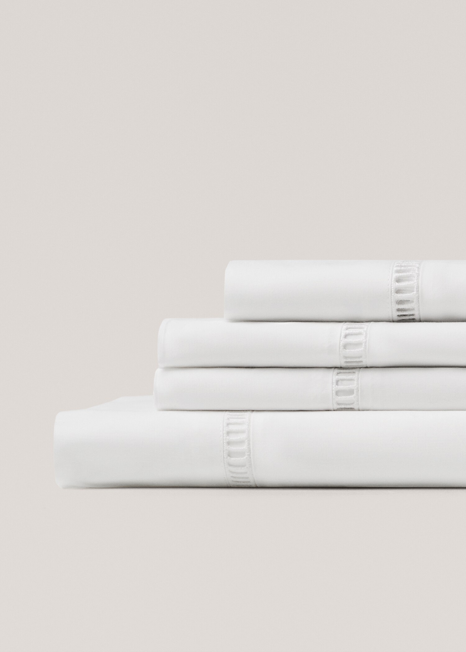 Cotton percale hemstitched top sheet for 135/140 cm bed - Details of the article 1