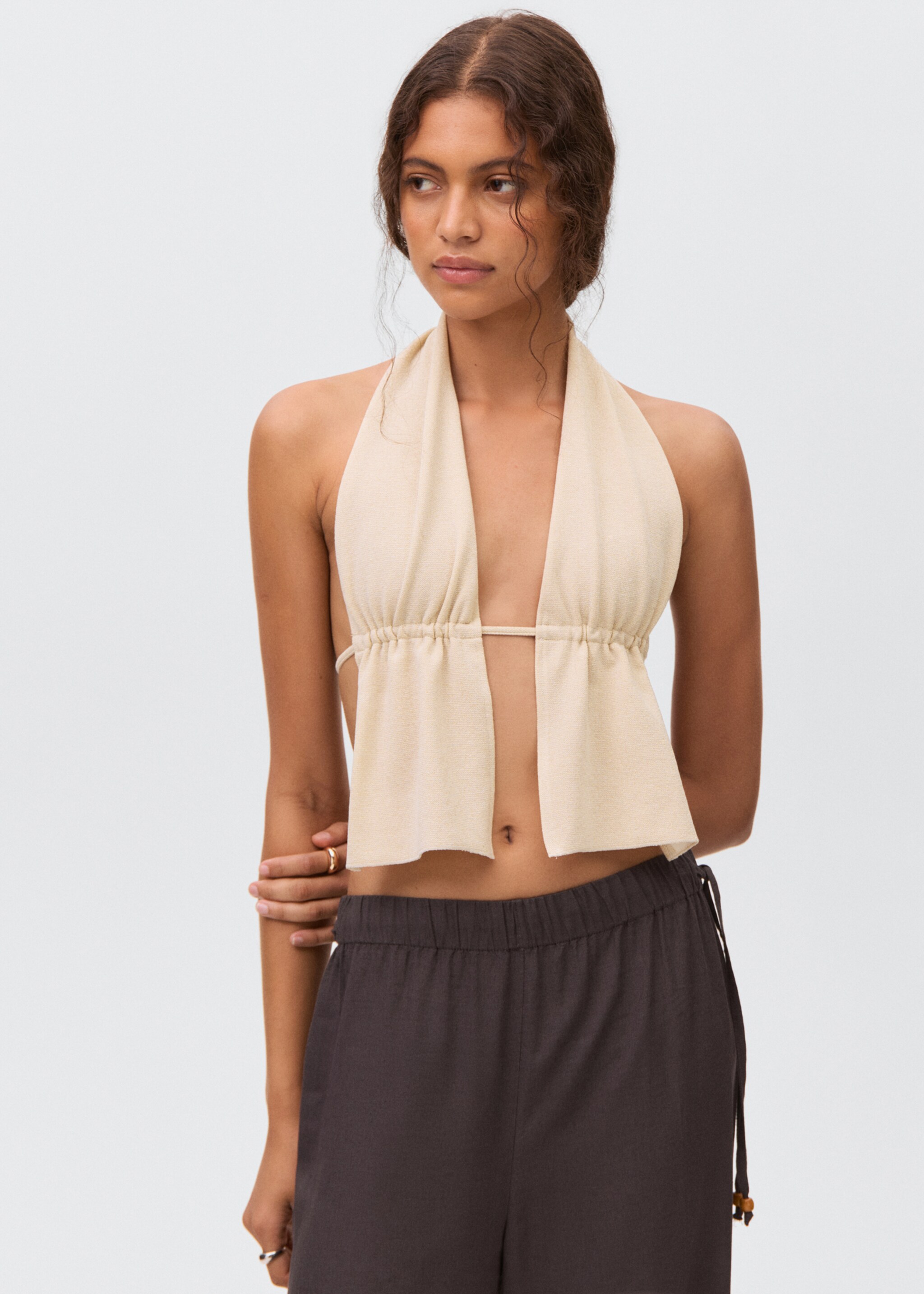 Lurex-knit halter top - Medium plane