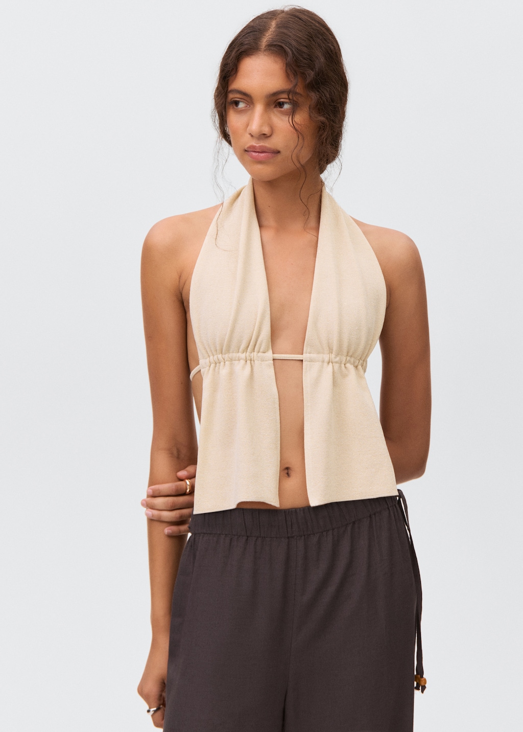 Lurex-knit halter top