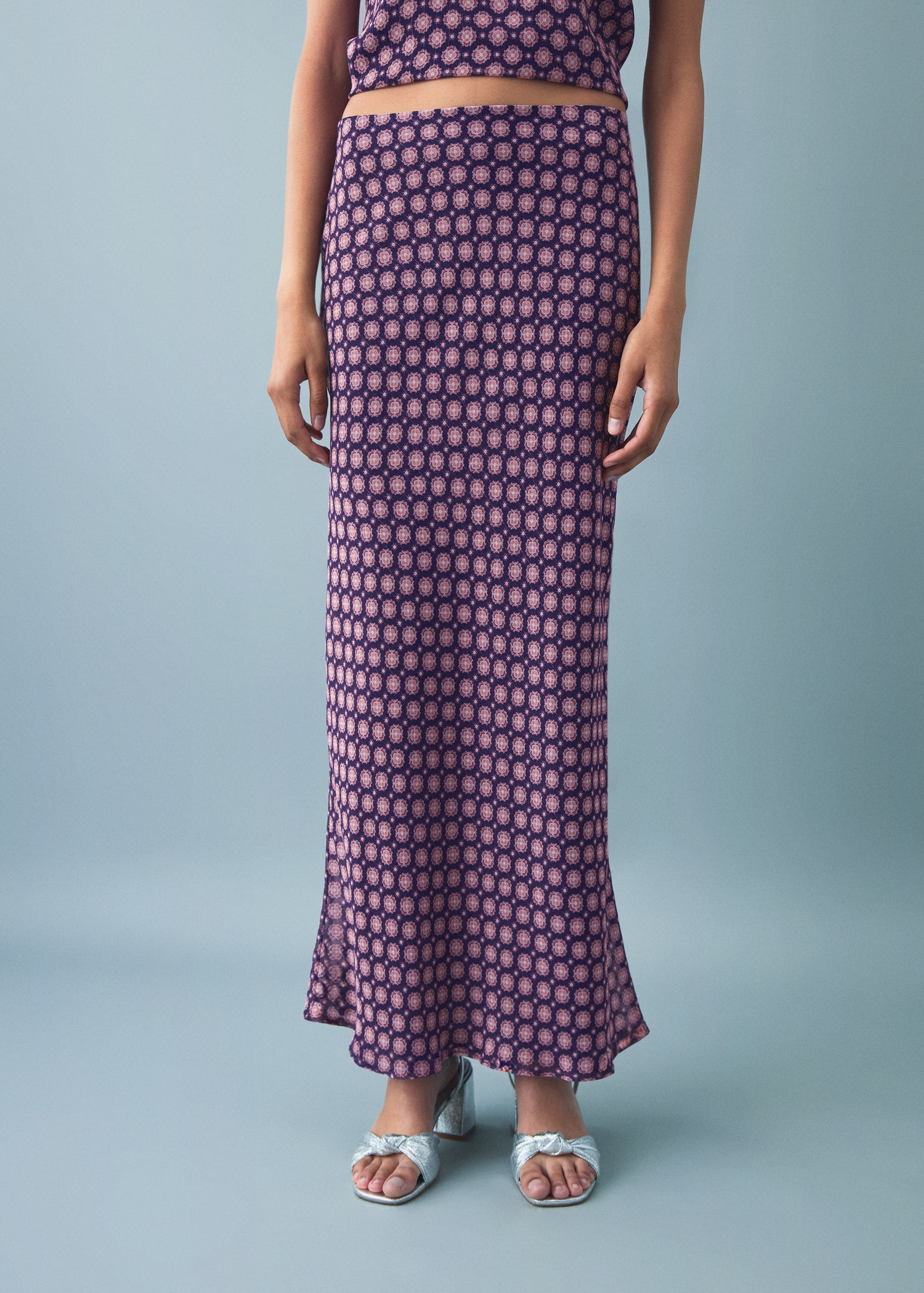 Flowy printed skirt - Reverse of the article