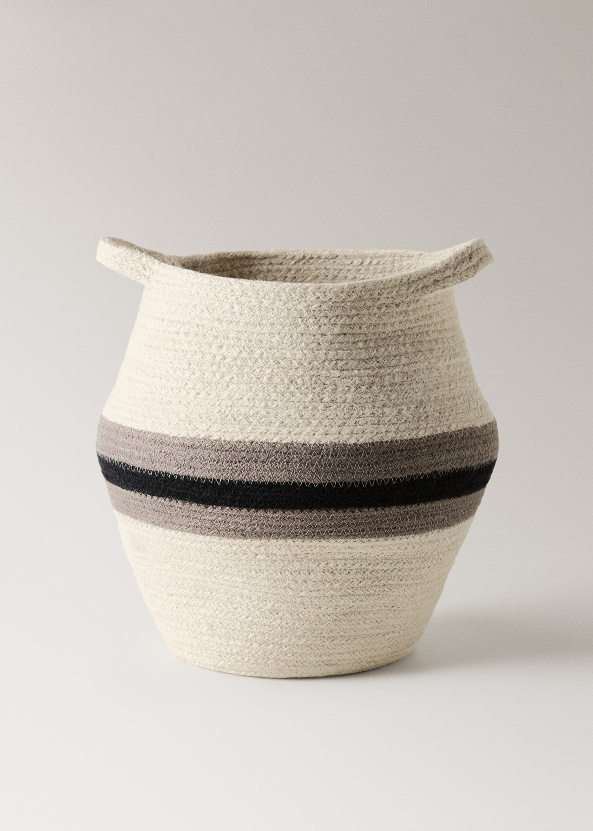 Medium striped jute basket - Προϊόν χωρίς μοντέλο, Λευκό. Ref: 17001535-00.