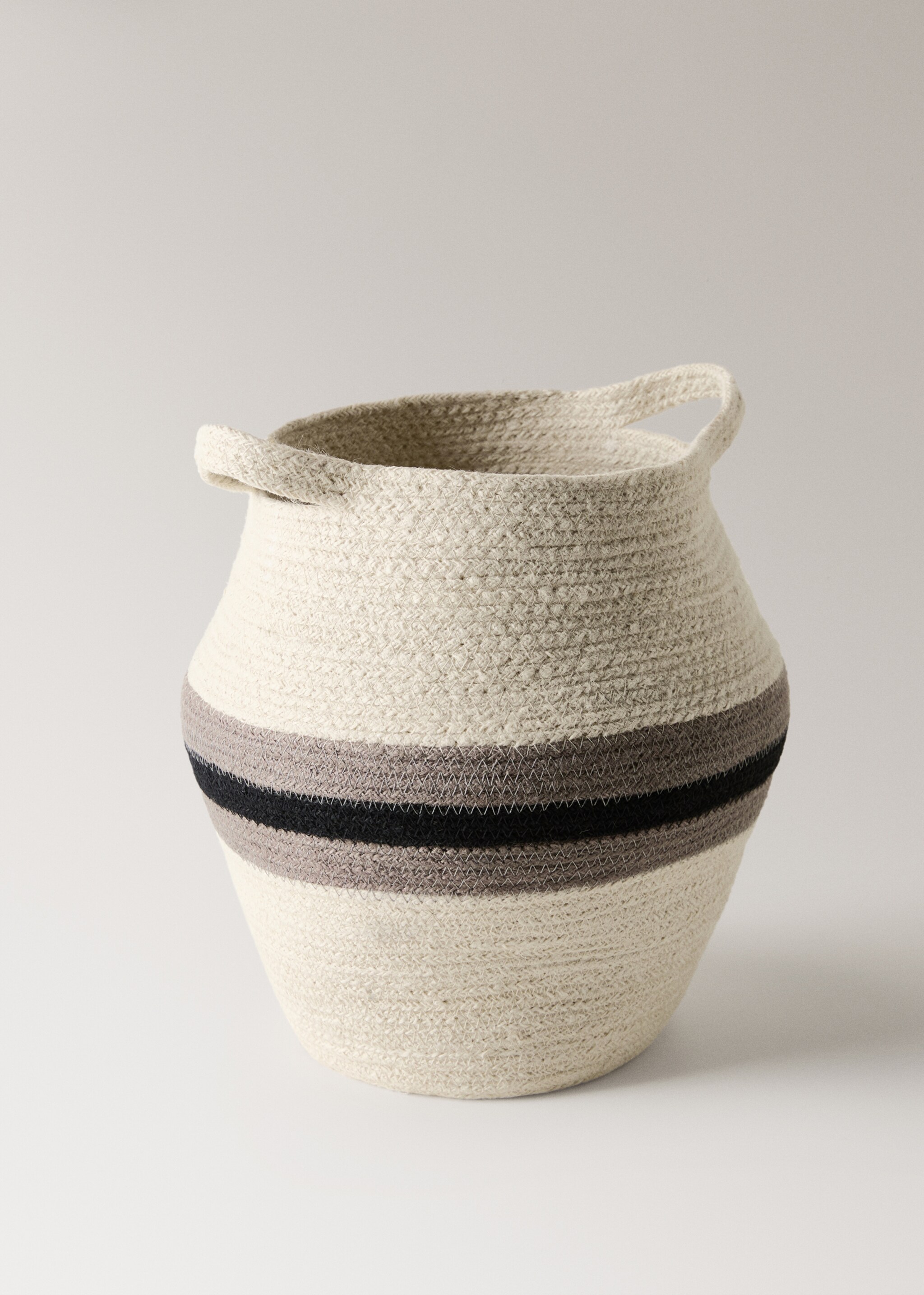 Medium striped jute basket - Λεπτομέρεια του προϊόντος 1, Λευκό. Ref: 17001535-00.