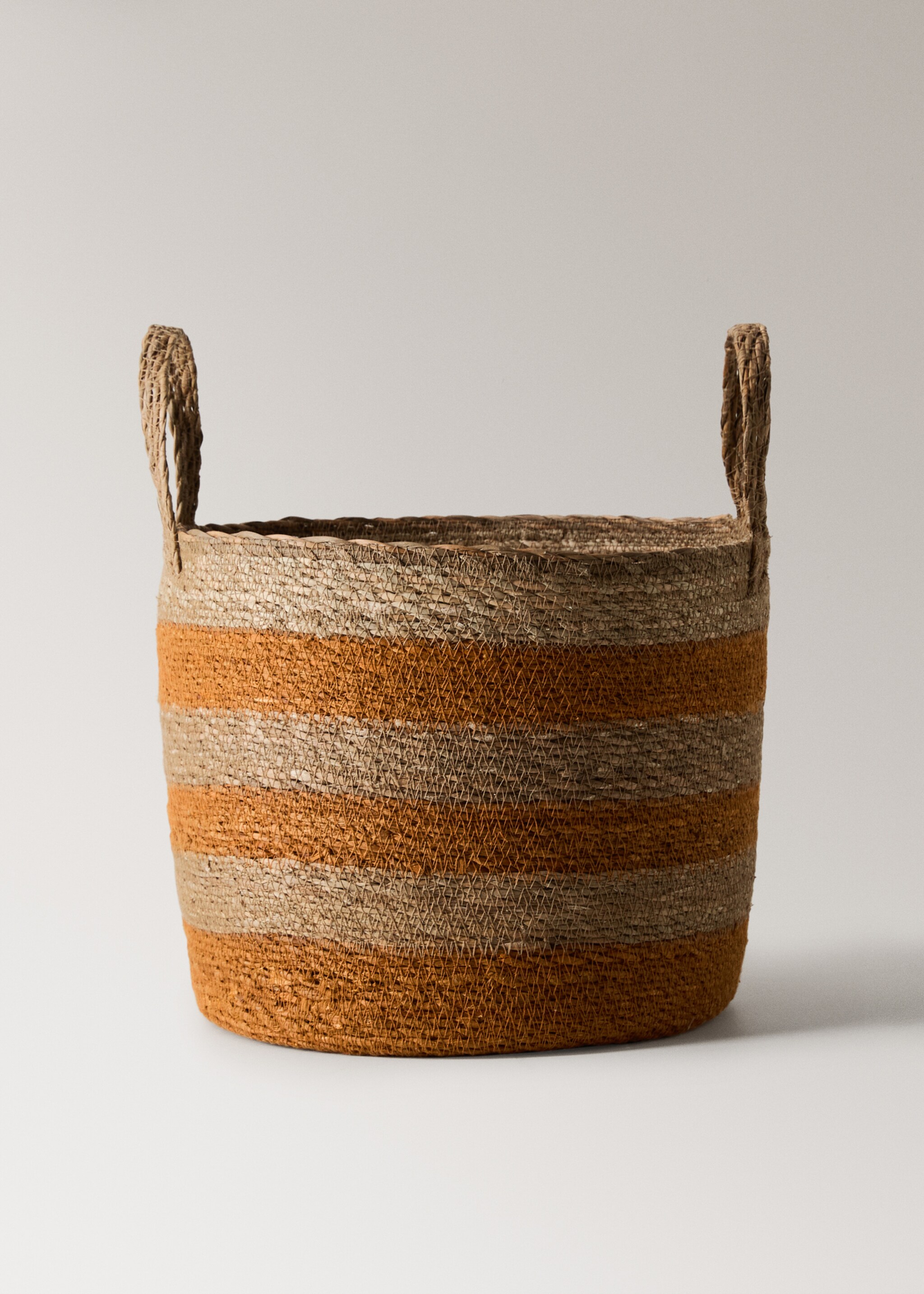 Seagrass basket with stripes - Article without model, Orange. Ref: 17001539-00.