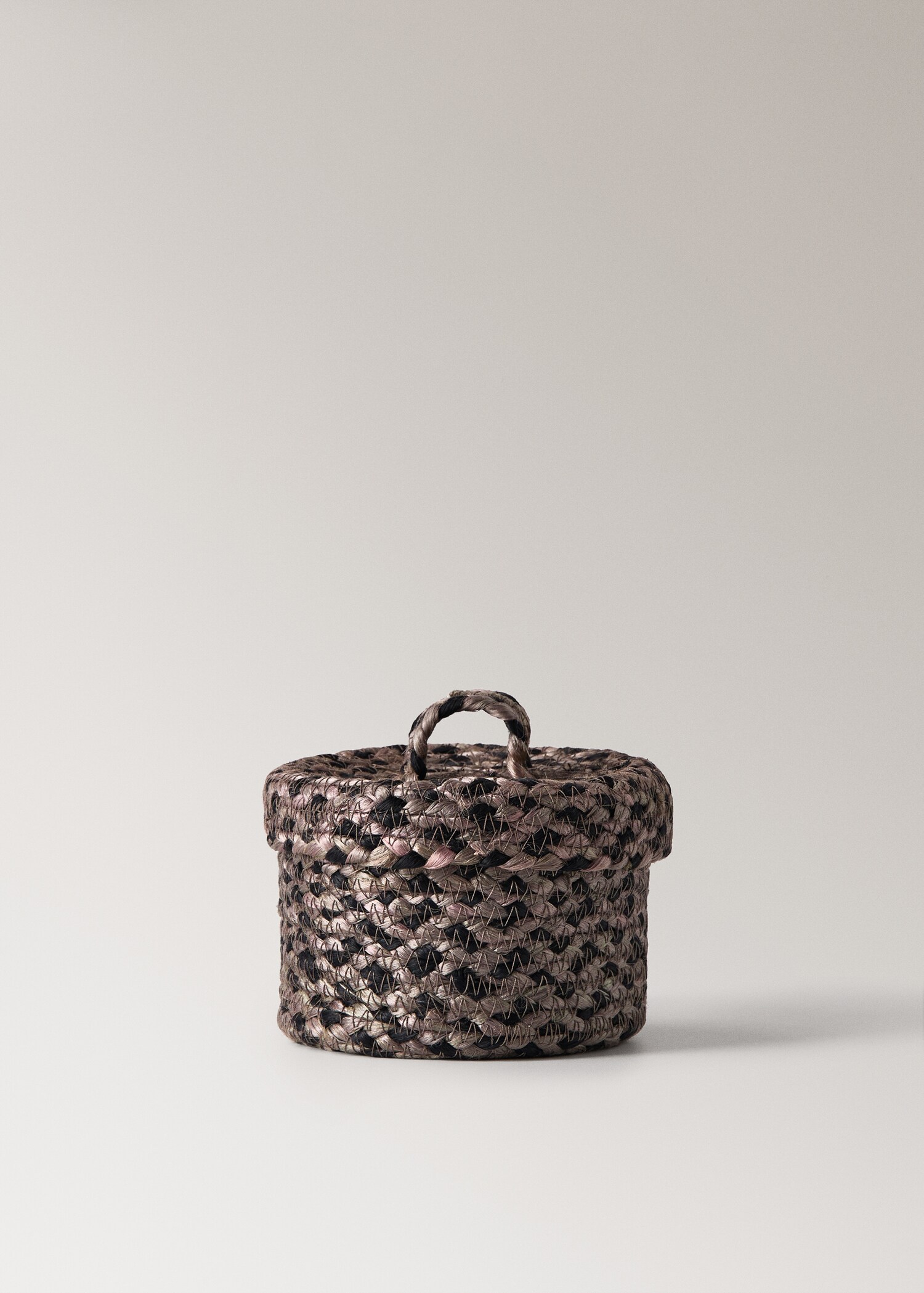 Small melange jute basket with small lid - Article without model