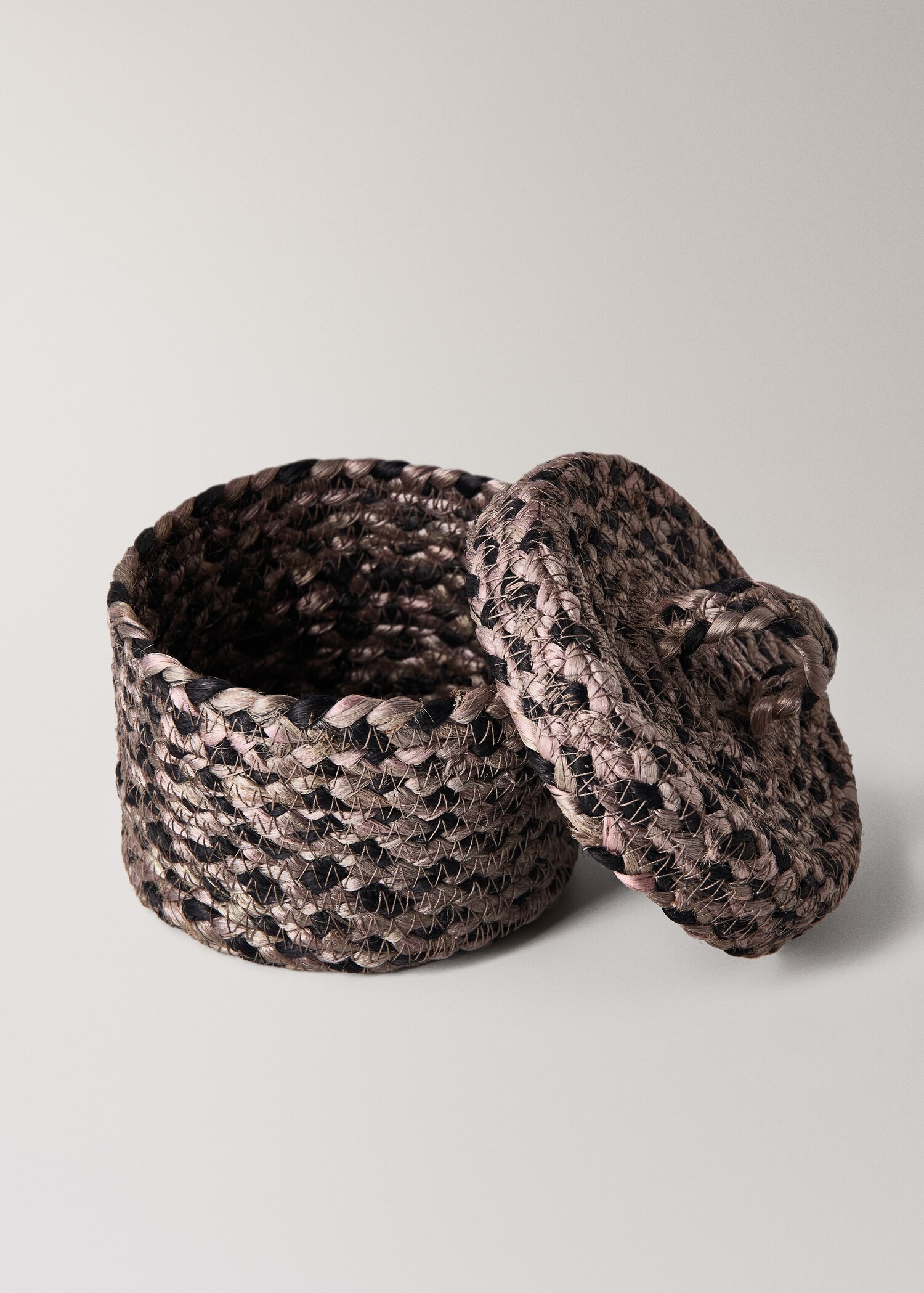 Small melange jute basket with small lid - Details of the article 1