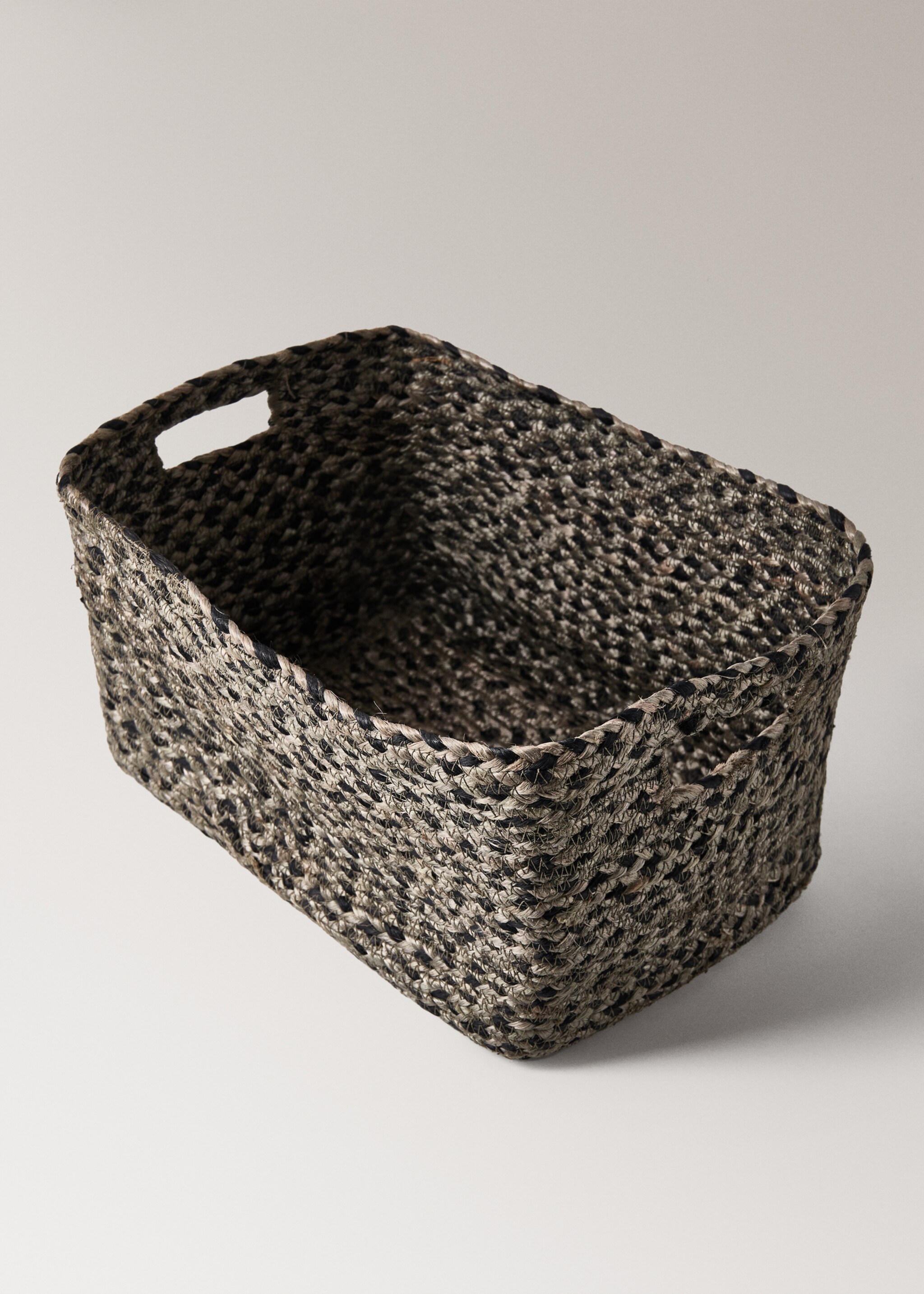 Large melange jute basket - Details of the article 1, Grey. Ref: 17001543-00.