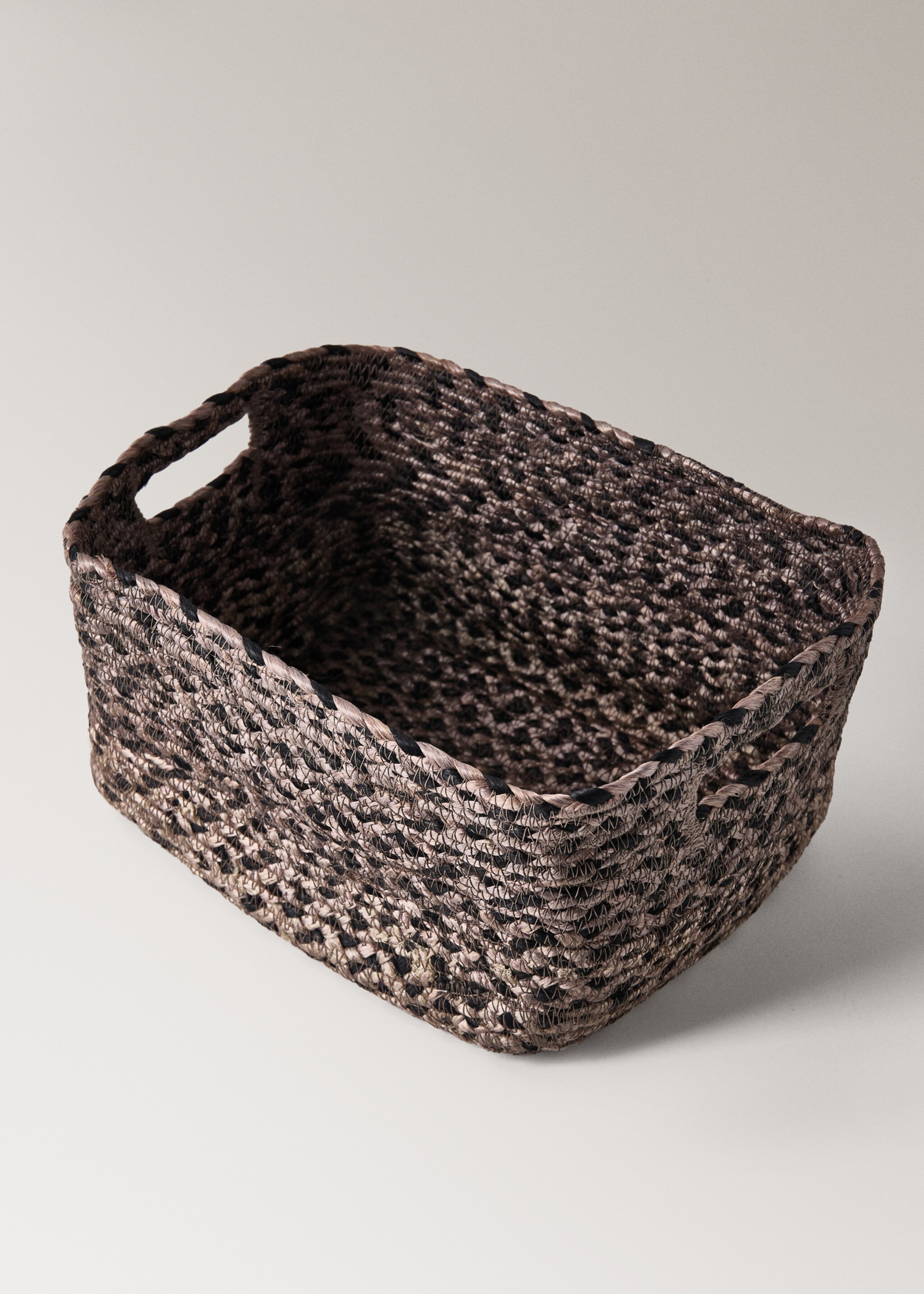 Medium melange jute basket - Details of the article 1, Light/Pastel Brown. Ref: 17001544-00.