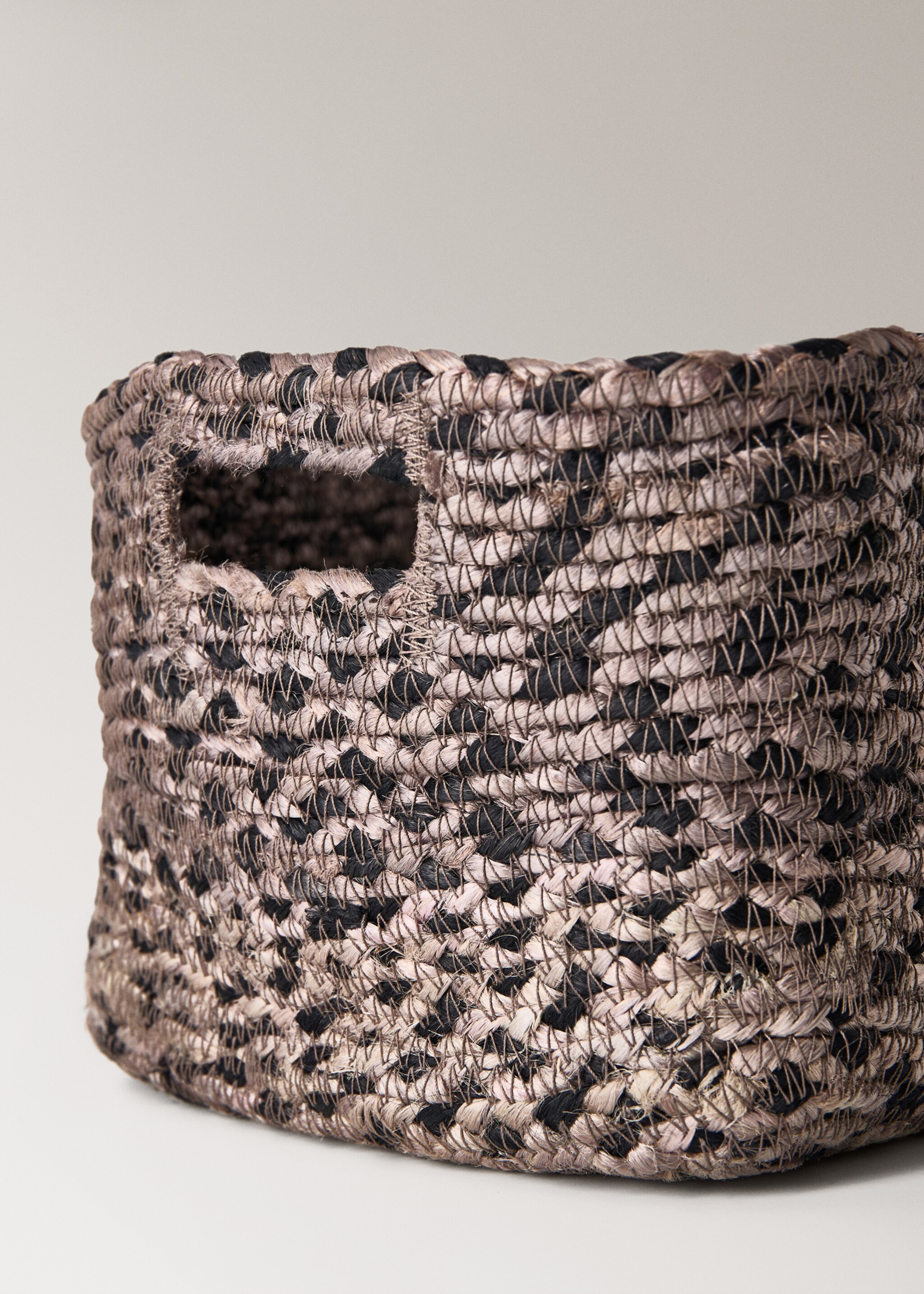 Medium melange jute basket - Details of the article 2, Light/Pastel Brown. Ref: 17001544-00.