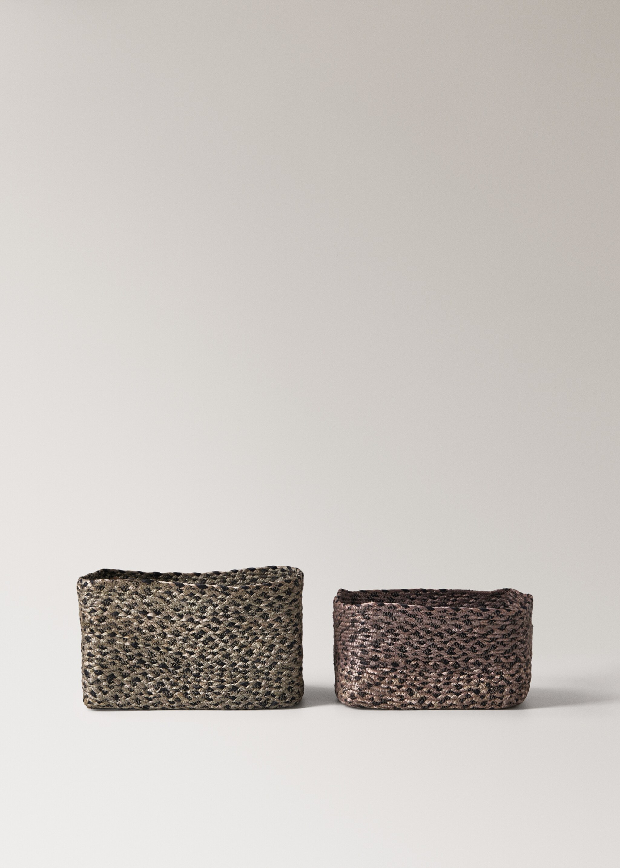 Medium melange jute basket - Details of the article 3, Light/Pastel Brown. Ref: 17001544-00.
