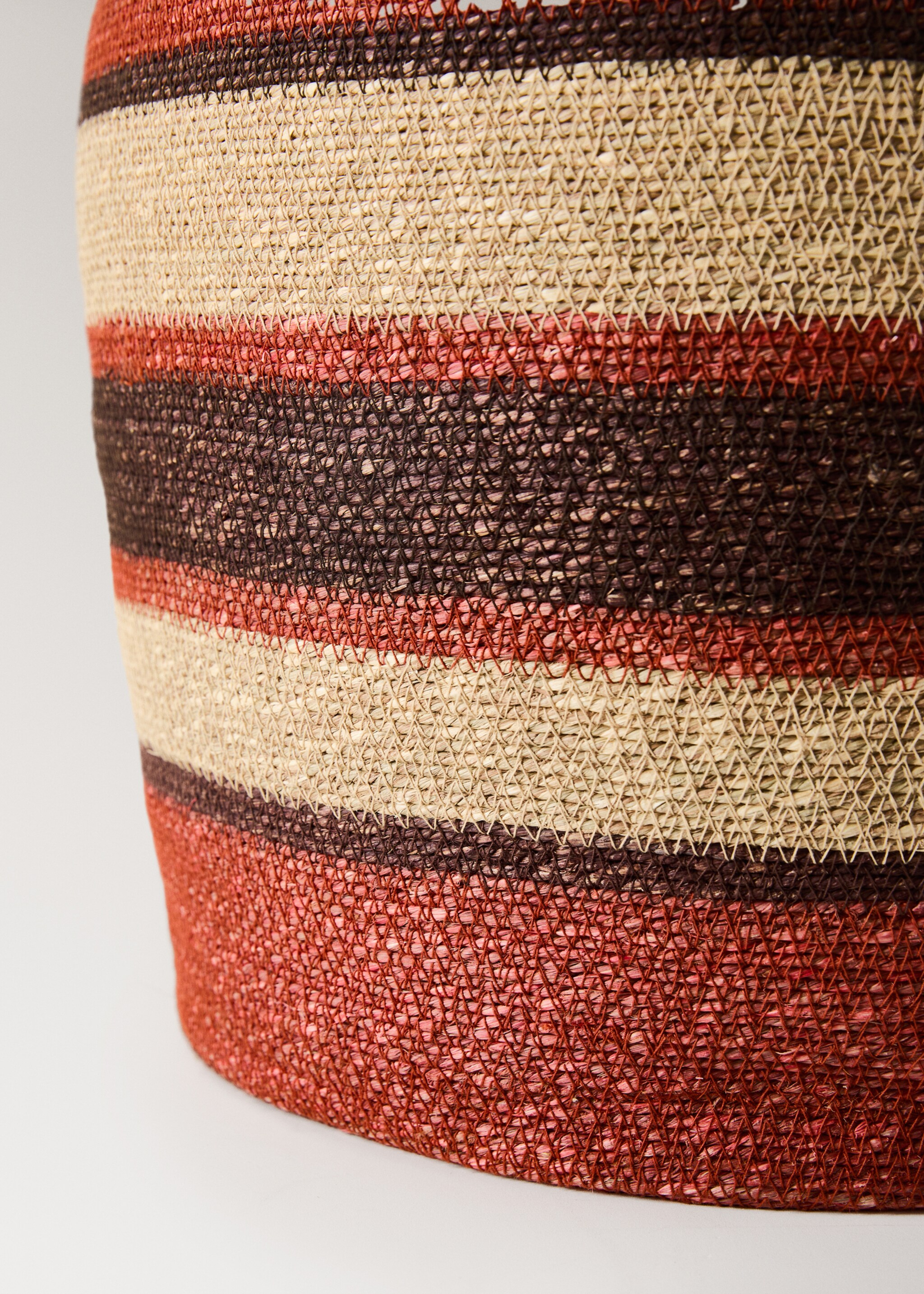 Large multicoloured seagrass basket with handles - Details of the article 2, Dark Orange. Ref: 17001553-00.
