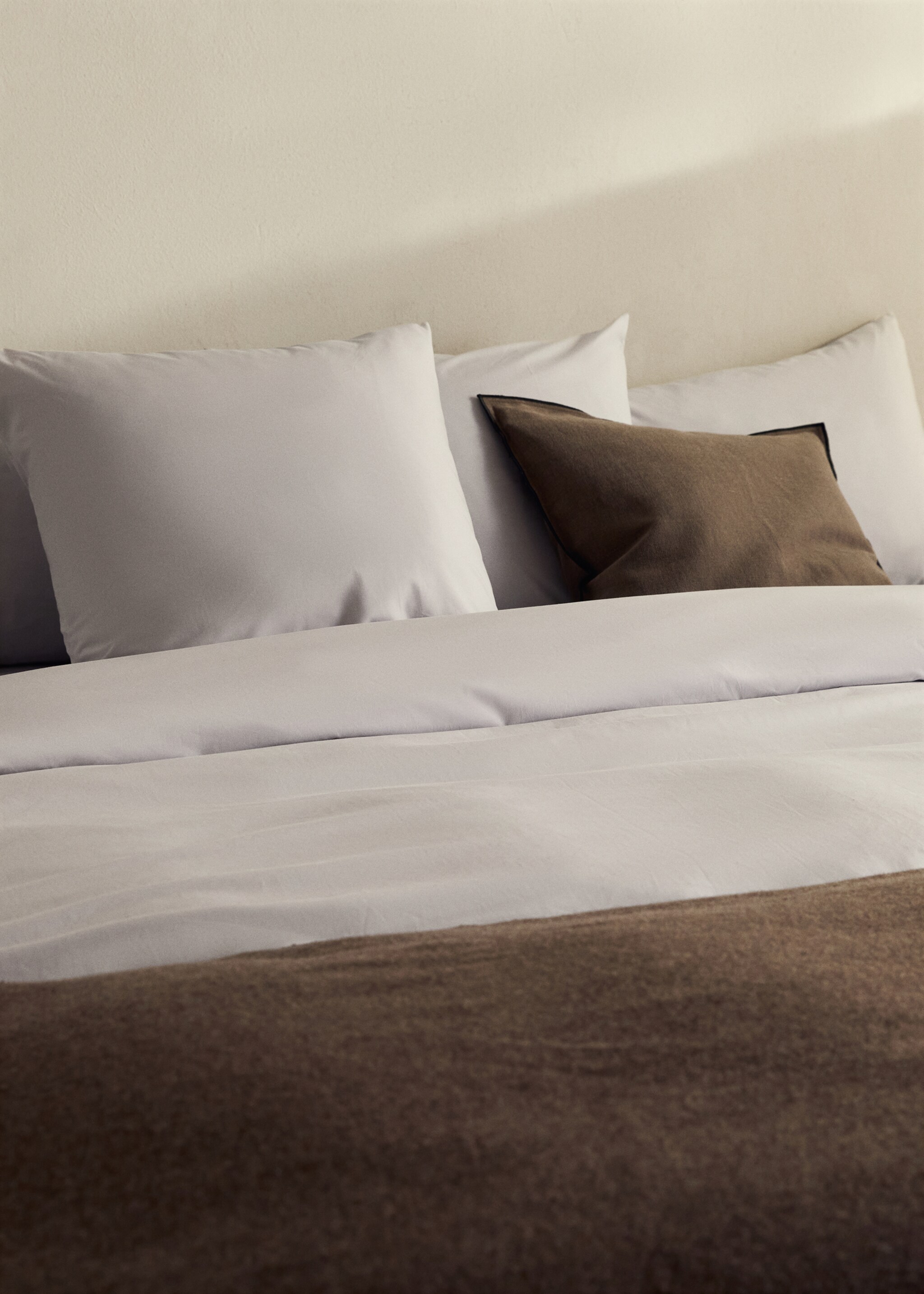 Percale cotton duvet cover Superking bed - Details of the article 7, Grey. Ref: 17001566-00.