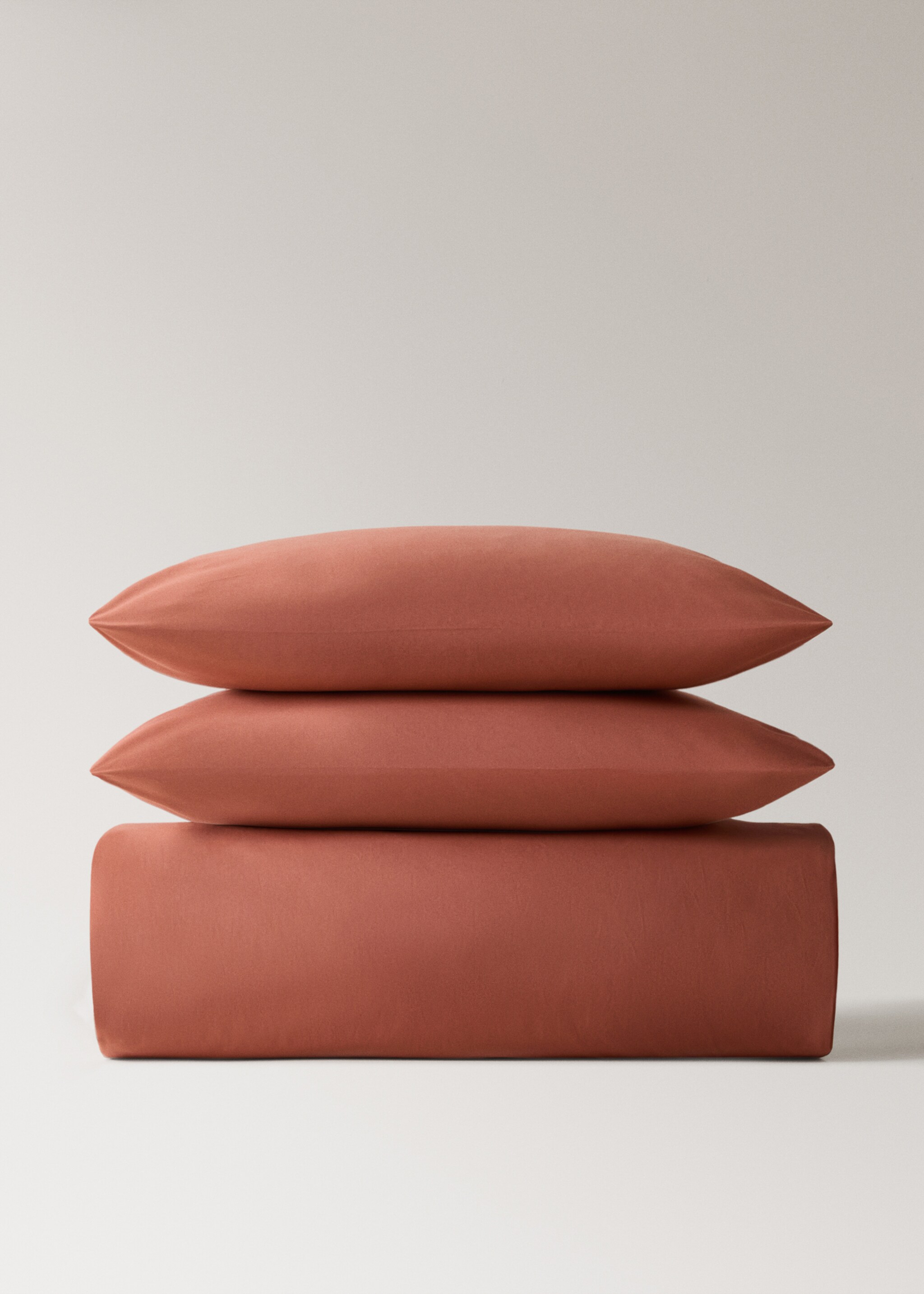 Percale cotton duvet cover King bed - Article without model, Medium Pink. Ref: 17001567-00.