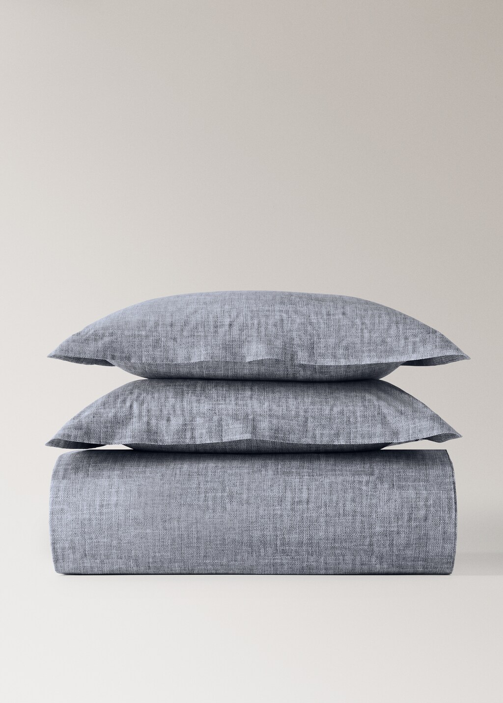 200-thread count percale cotton herringbone-print duvet cover for 90 cm bed