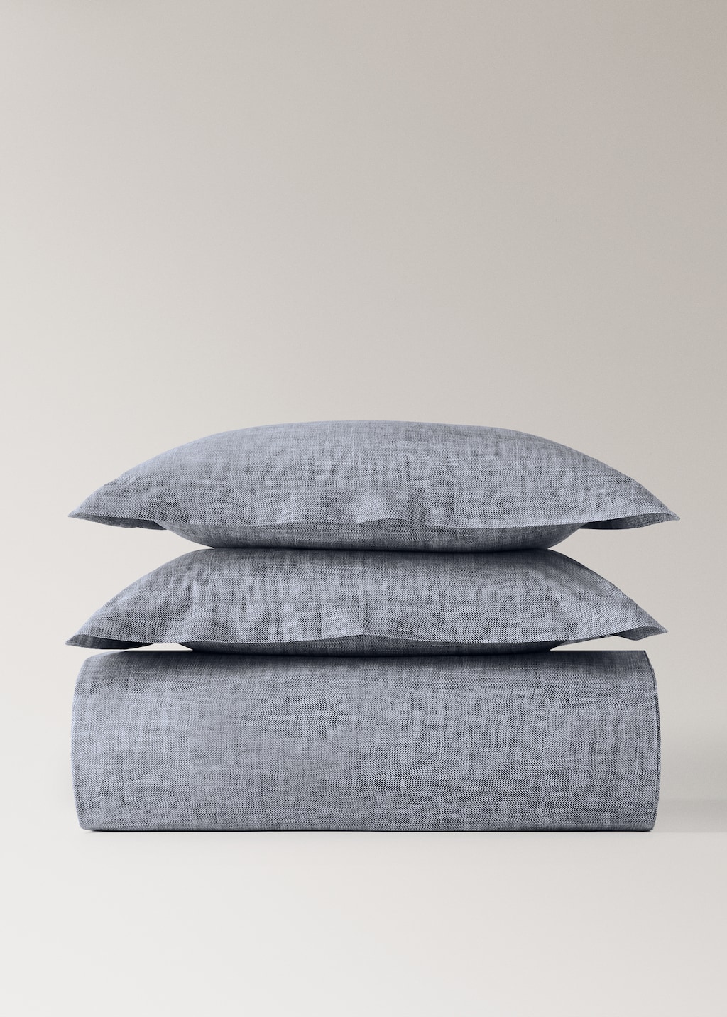 200-thread count percale cotton herringbone-print duvet cover for 90 cm bed