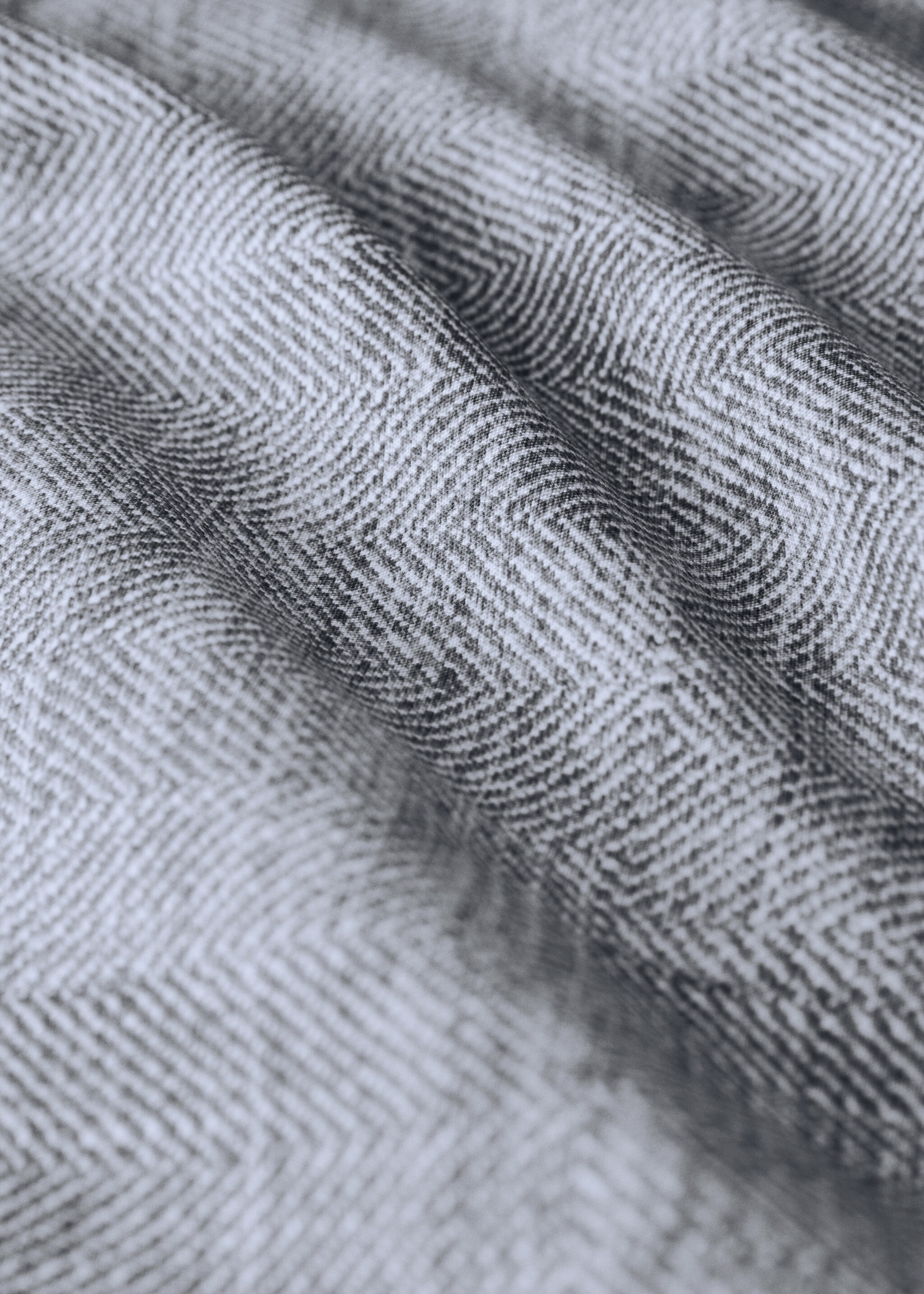 200-thread count percale cotton herringbone-print duvet cover for 150 cm bed - Details of the article 2, Dark Grey. Ref: 17001584-00.