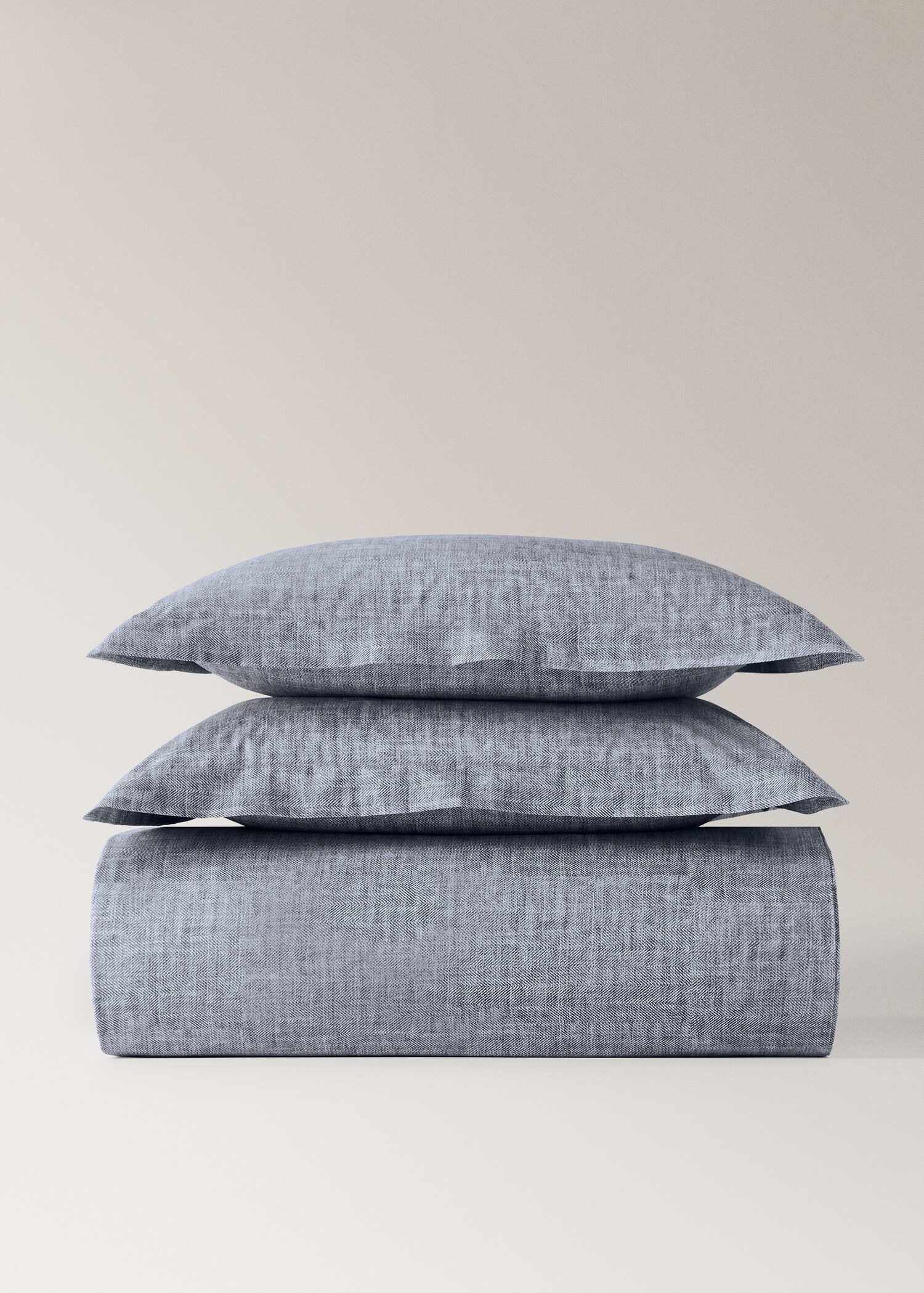 Percale cotton duvet cover, 200 thread count, herringbone print, for 180 cm bed - Article without model