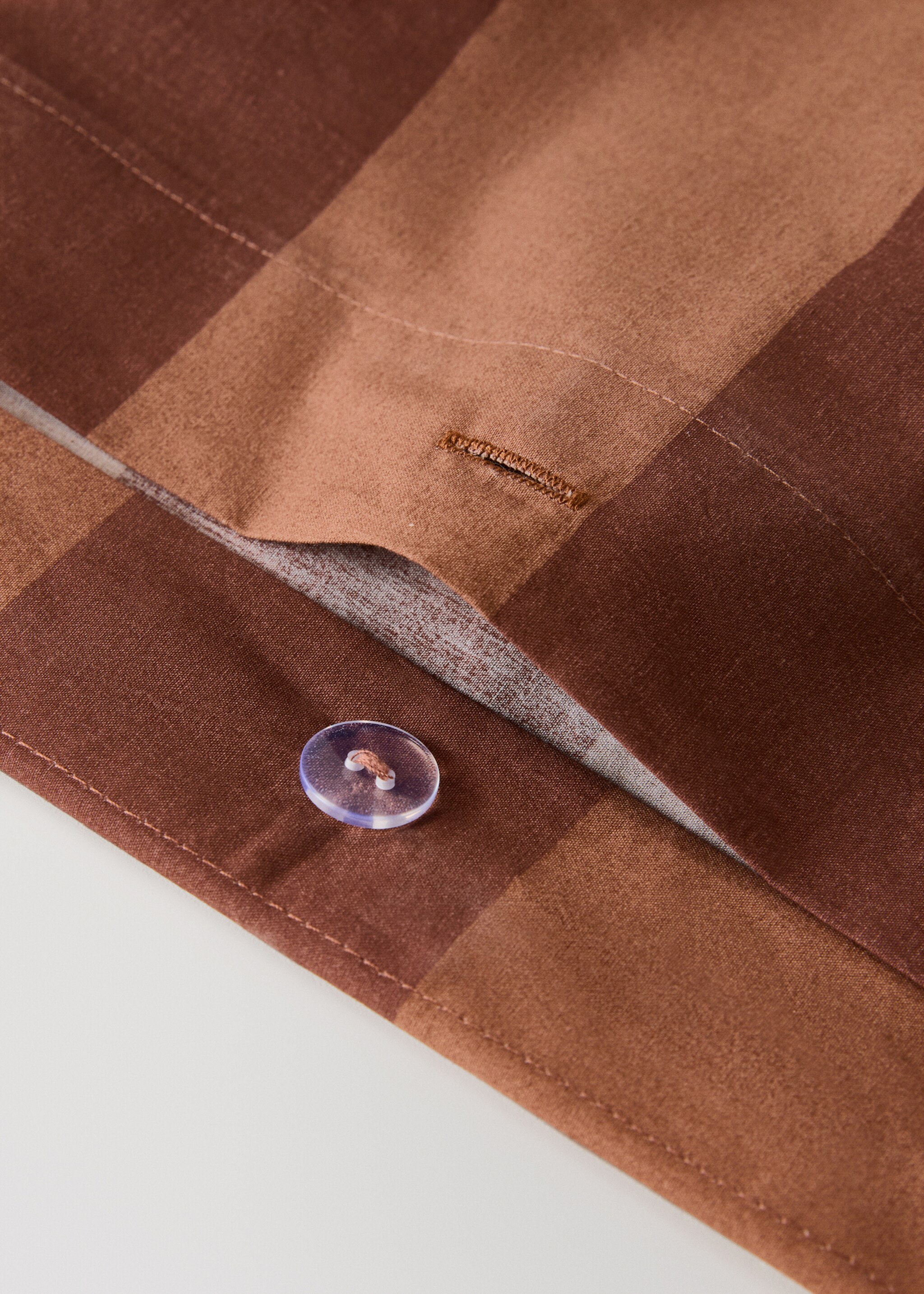 500 threads cotton percale striped duvet cover Single bed - Details of the article 2, Brown. Ref: 17001586-00.