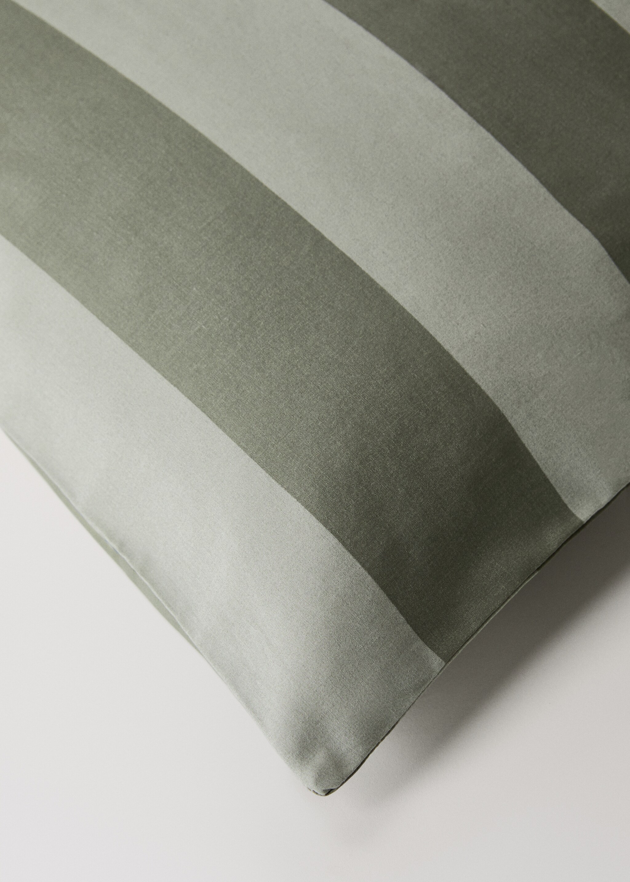 500 threads percale cotton striped duvet cover Superking bed - Details of the article 3, Green. Ref: 17001589-00.