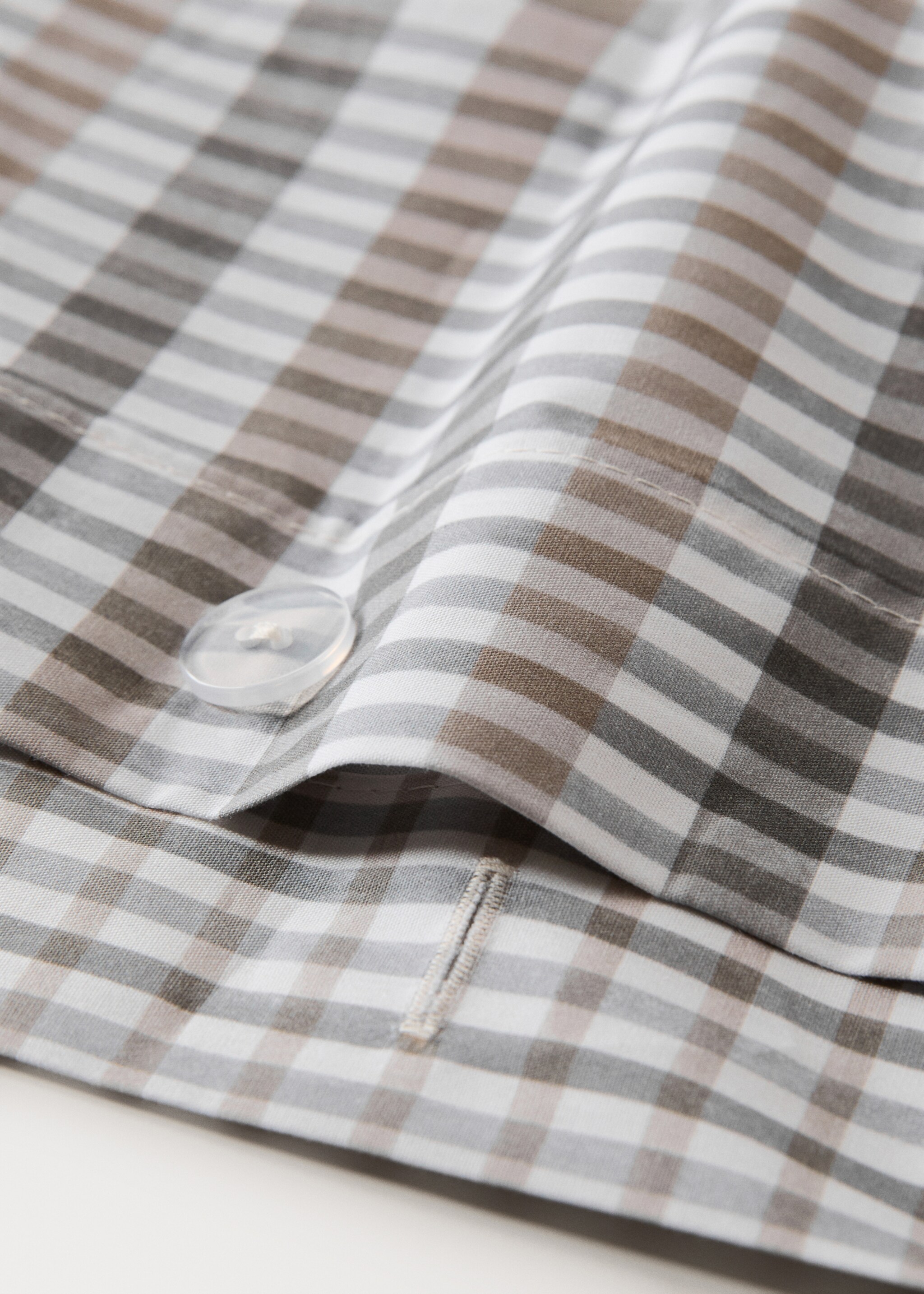 200-thread count percale cotton checked-print duvet cover for 90 cm bed - Details of the article 1, Medium Brown. Ref: 17001590-00.