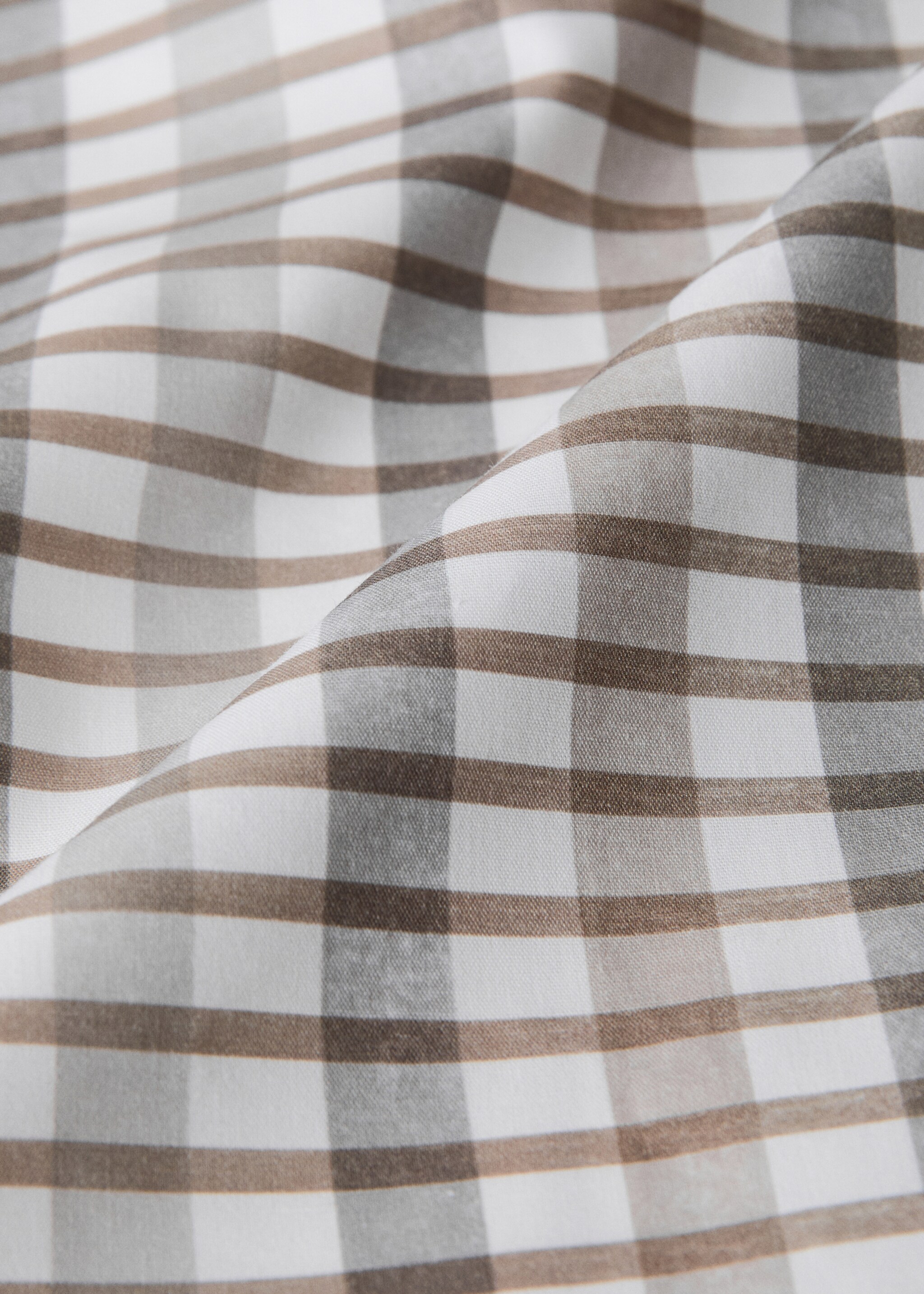 200-thread count percale cotton checked-print duvet cover for 90 cm bed - Details of the article 2, Medium Brown. Ref: 17001590-00.