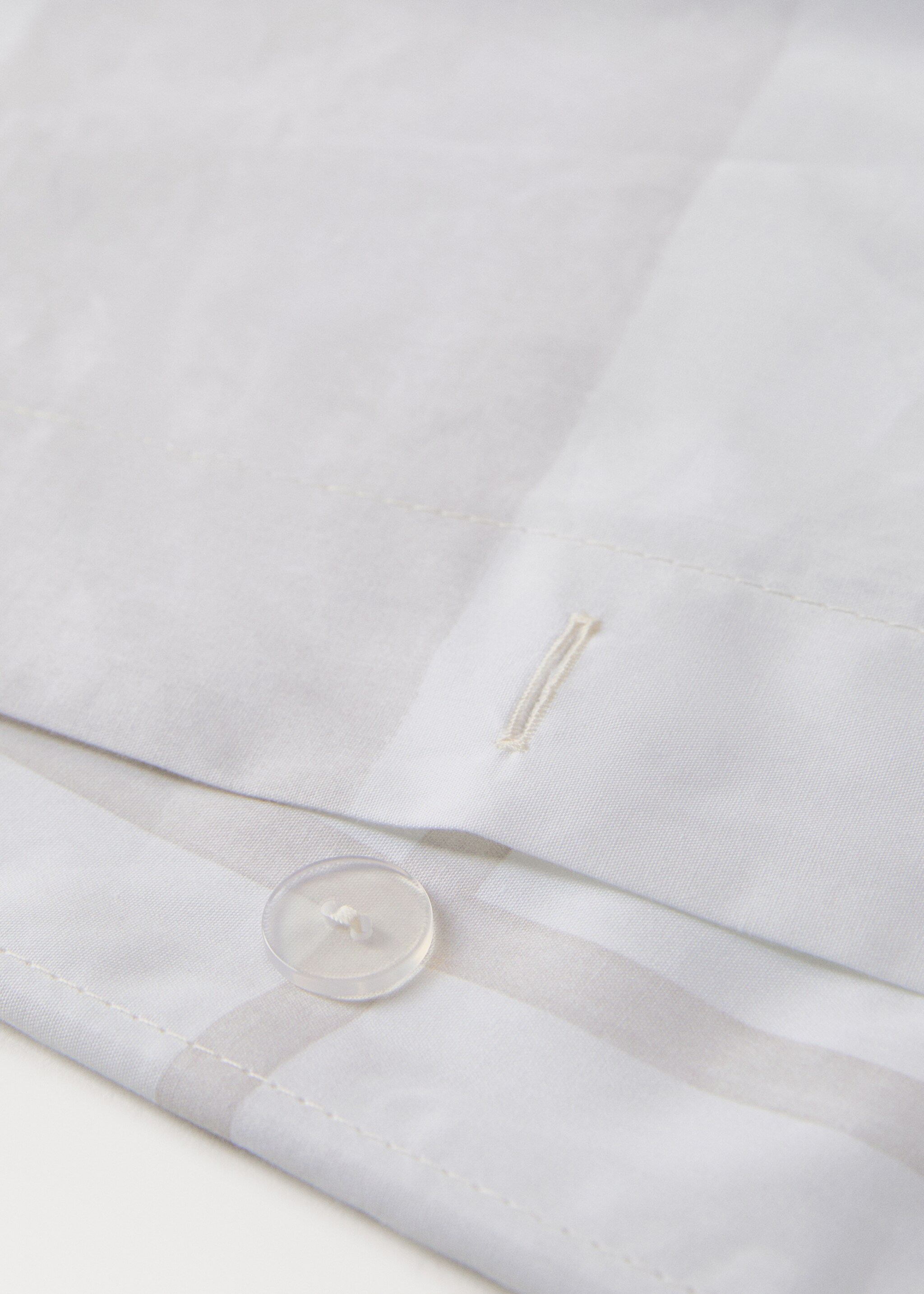 Reversible percale cotton duvet cover with stripe and check print for 150/160 cm bed - Details of the article 1, Beige. Ref: 17001596-00.