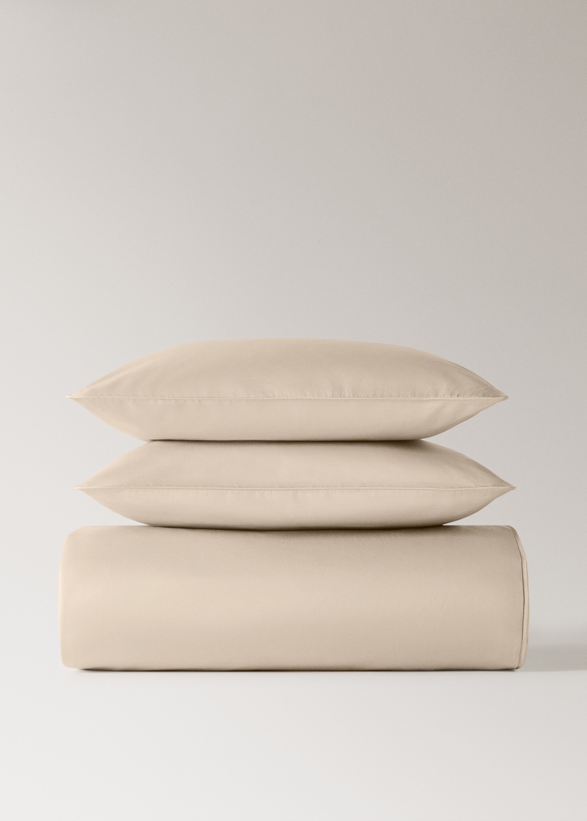 Bettbezug aus Baumwollsatin mit Fadendichte 600 für 135/140 cm Bett - Artikel ohne Model, Beige. Ref: 17001613-00.