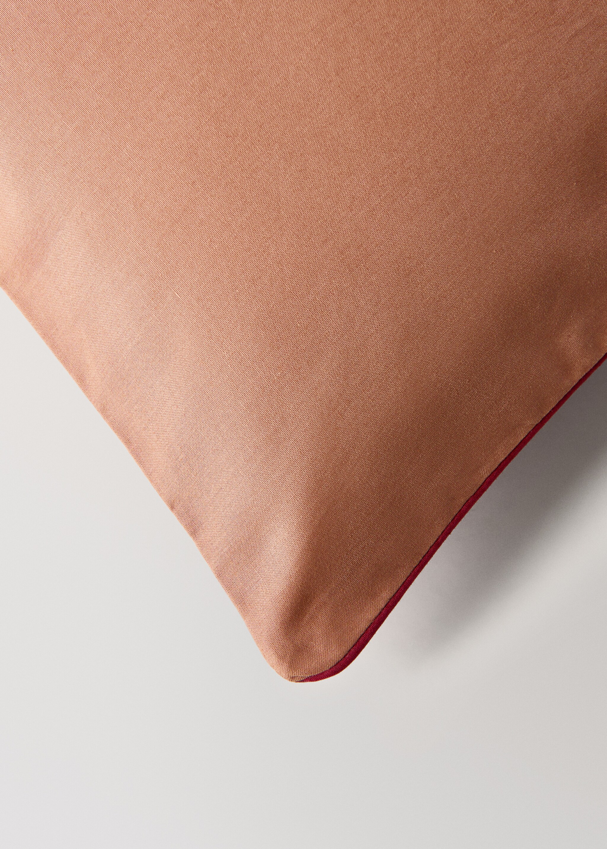 Reversible percale cotton duvet cover with contrasting piping for 90 cm bed - Details of the article 3, Pink. Ref: 17001615-00.