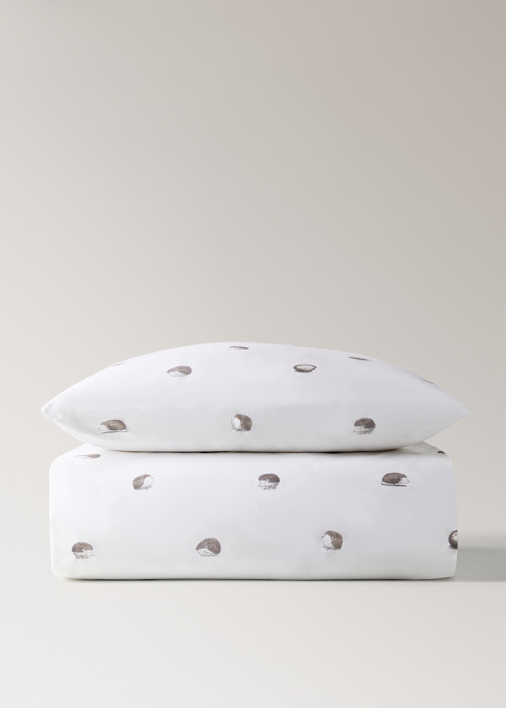 Children's cotton duvet cover with hedgehog print for 90 cm bed