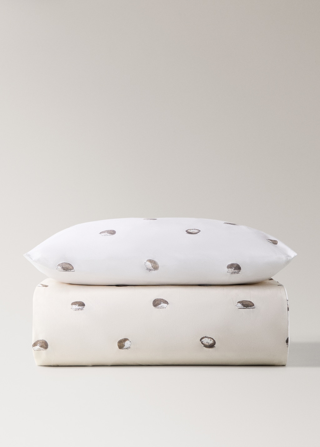 Children's cotton duvet cover with hedgehog print for 90 cm bed