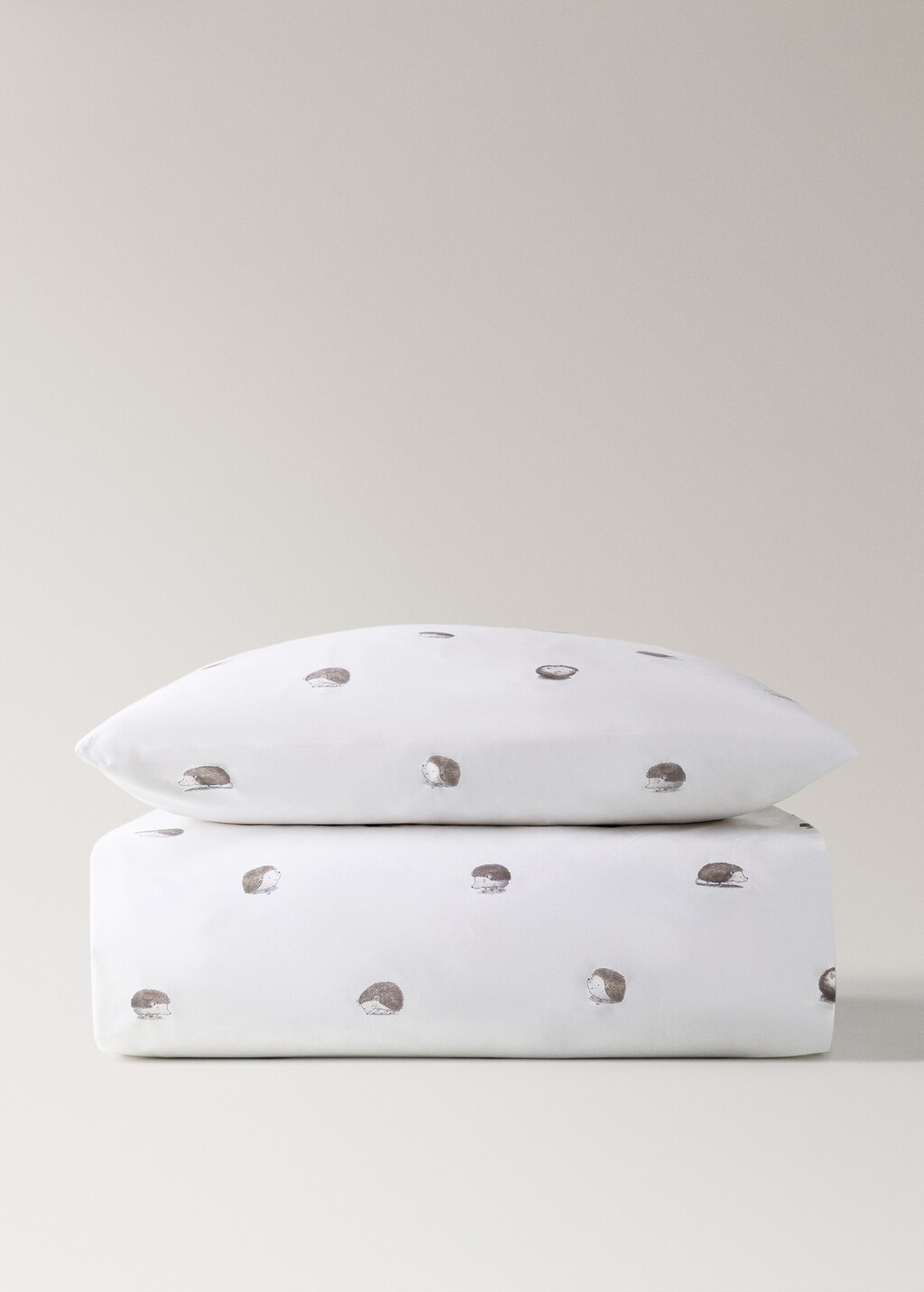 Cotton children's duvet cover with hedgehog print for 135/140 cm bed