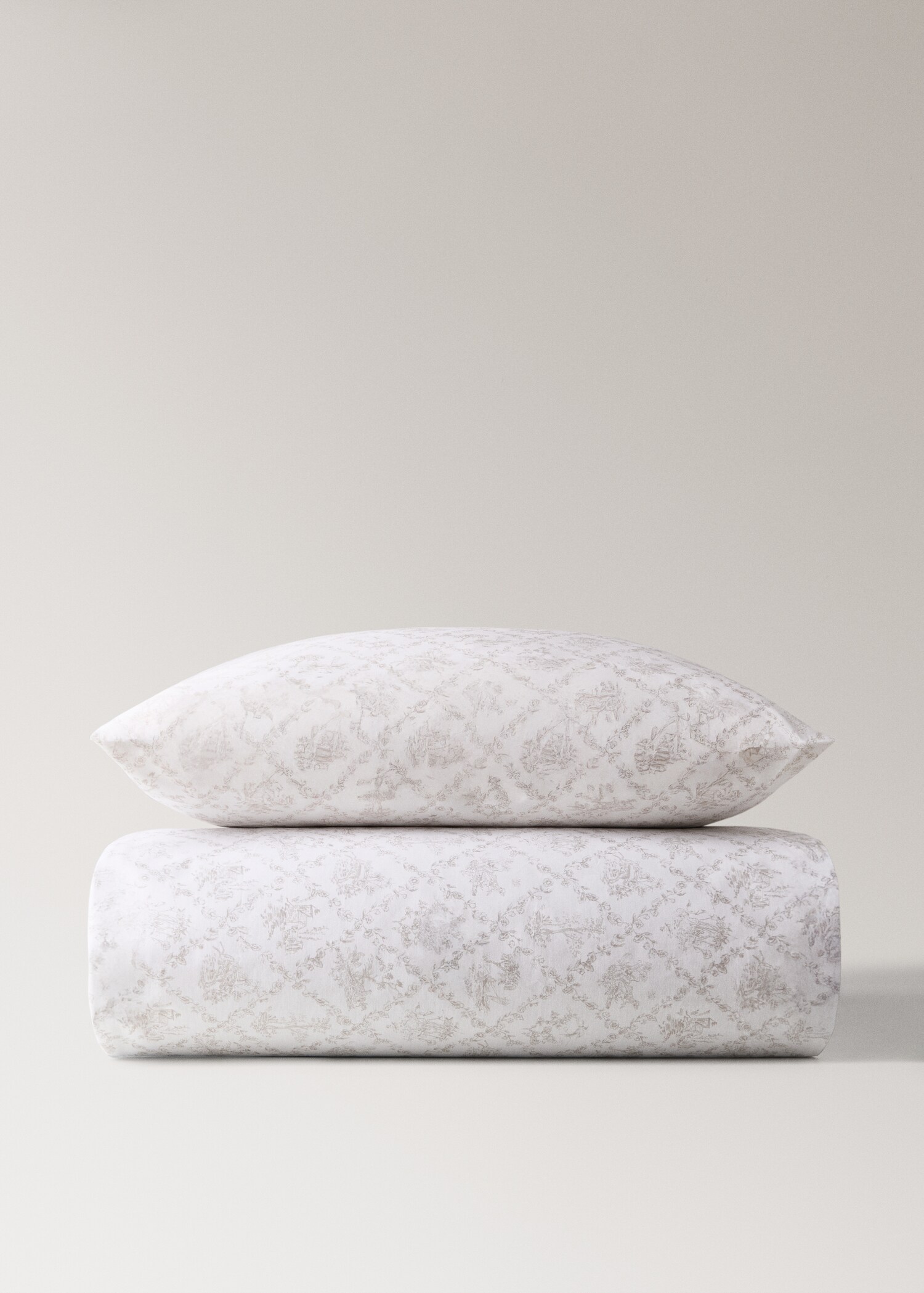 Toile de Jouy cotton percale duvet cover Single bed - Article without model