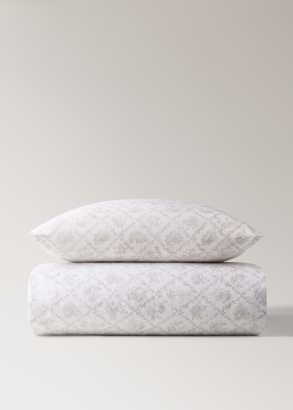 Toile de Jouy percale cotton duvet cover for 90 cm bed